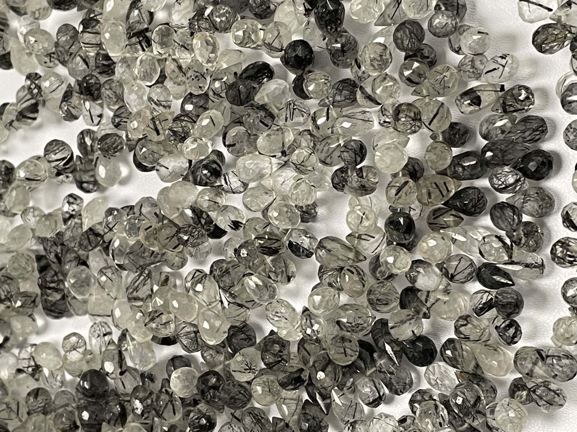 Black Rutilated Quartz Drop Faceted