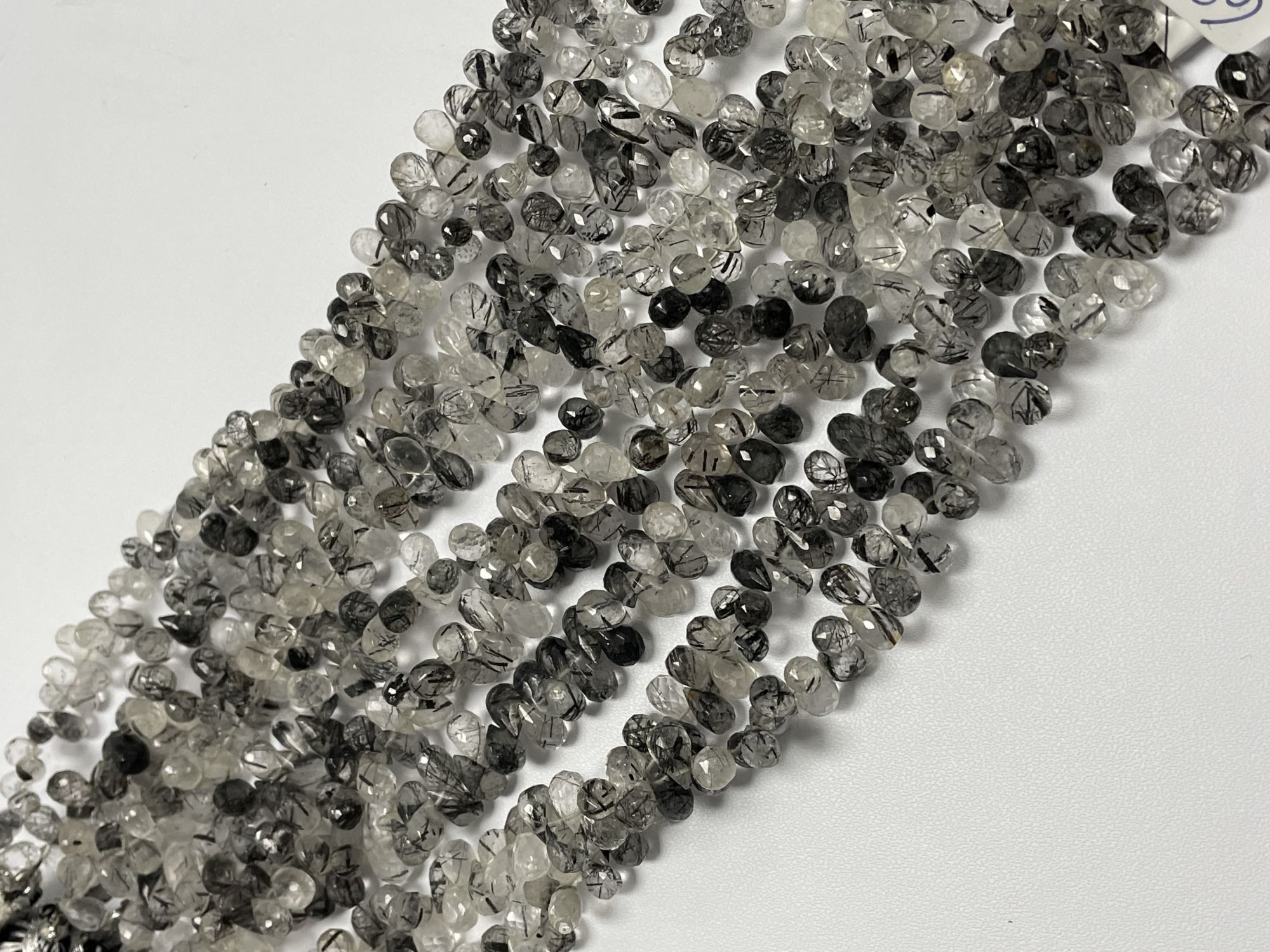 Black Rutilated Quartz Drop Faceted