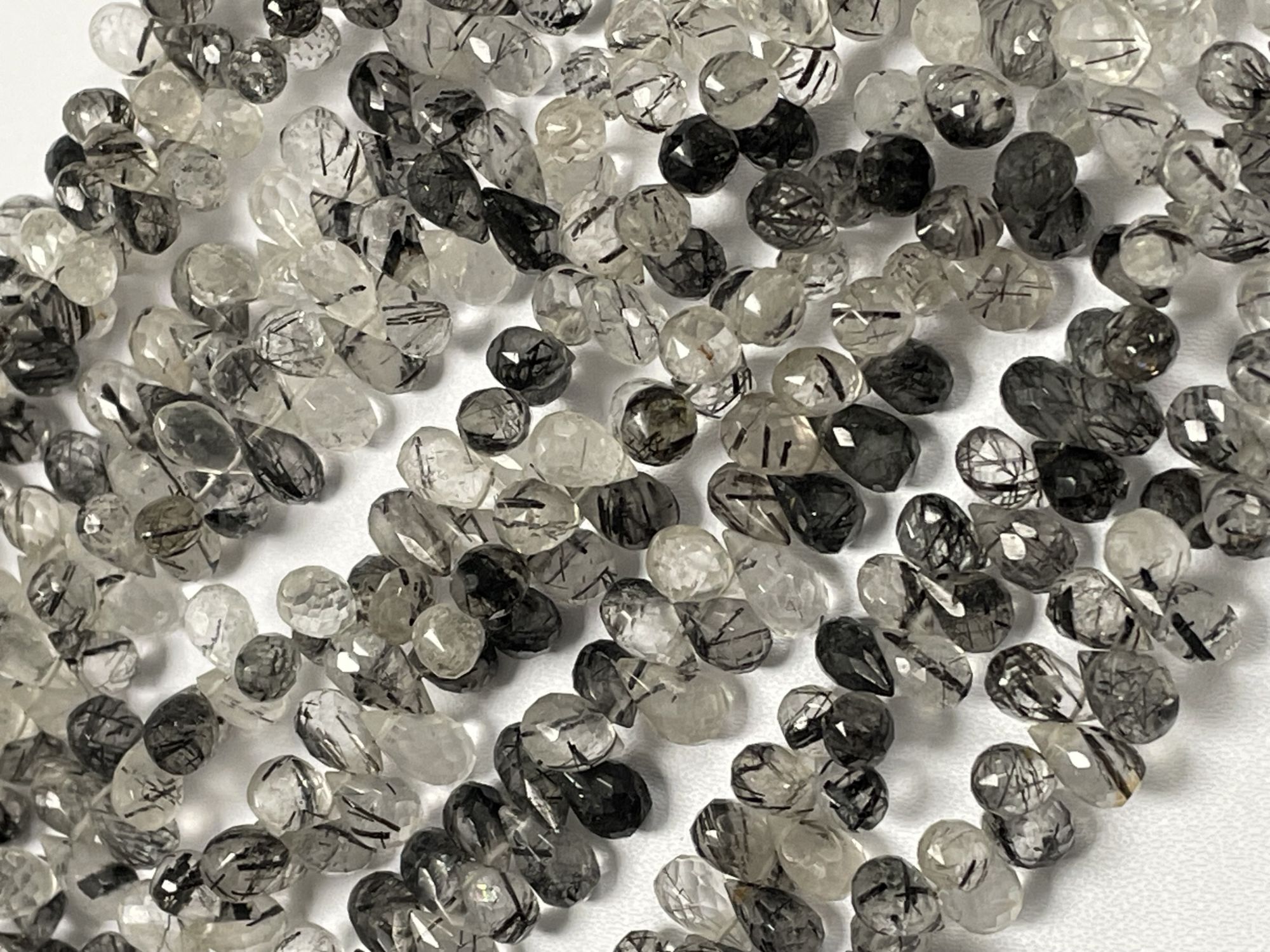 Black Rutilated Quartz Drop Faceted