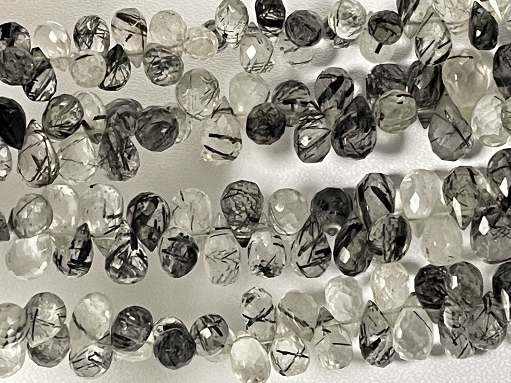 Black Rutilated Quartz Drop Faceted