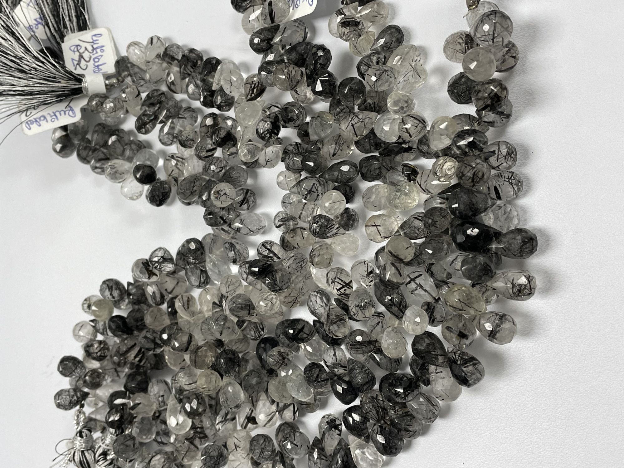 Black Rutilated Quartz Drop Faceted