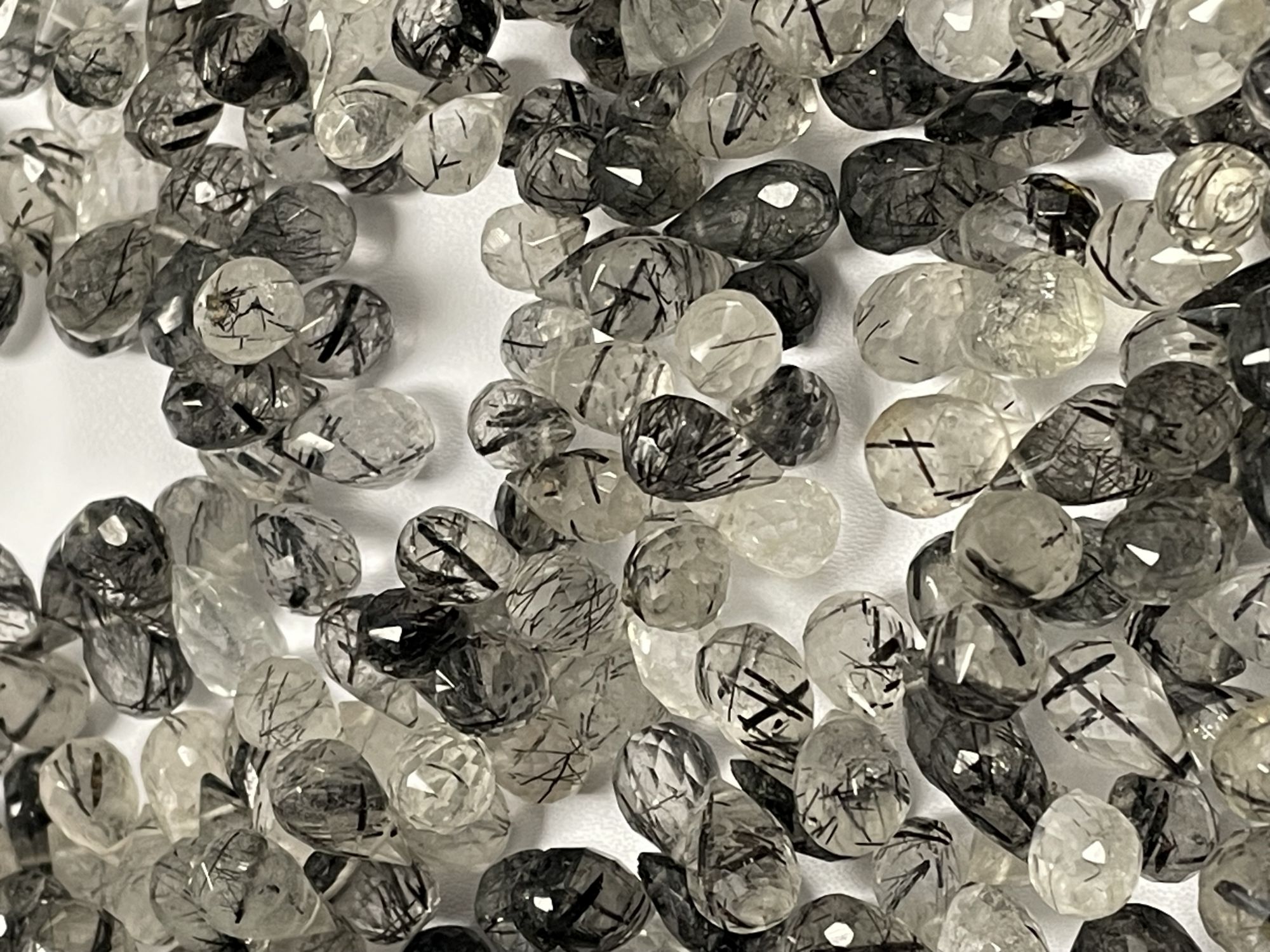 Black Rutilated Quartz Drop Faceted