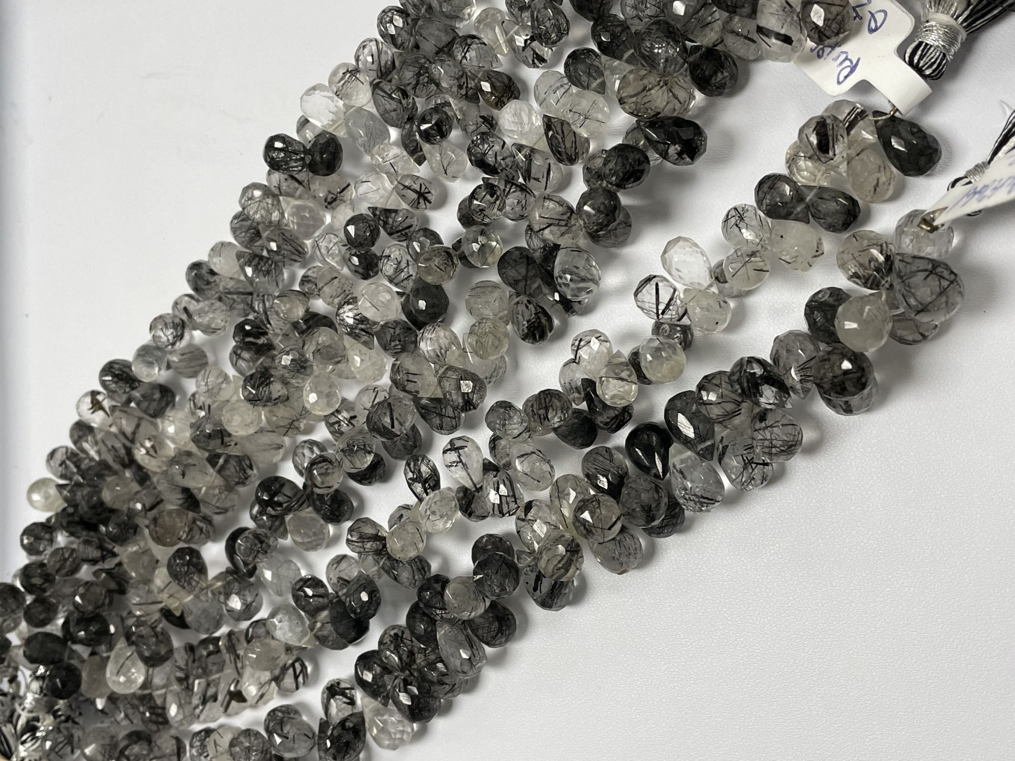 Black Rutilated Quartz Drop Faceted