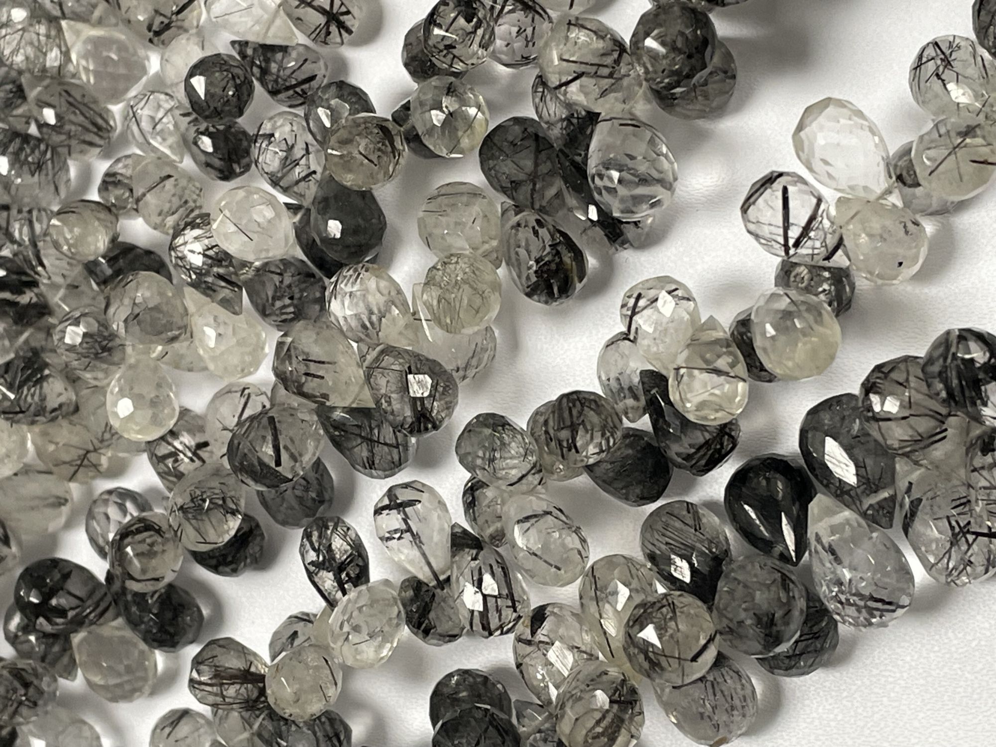 Black Rutilated Quartz Drop Faceted