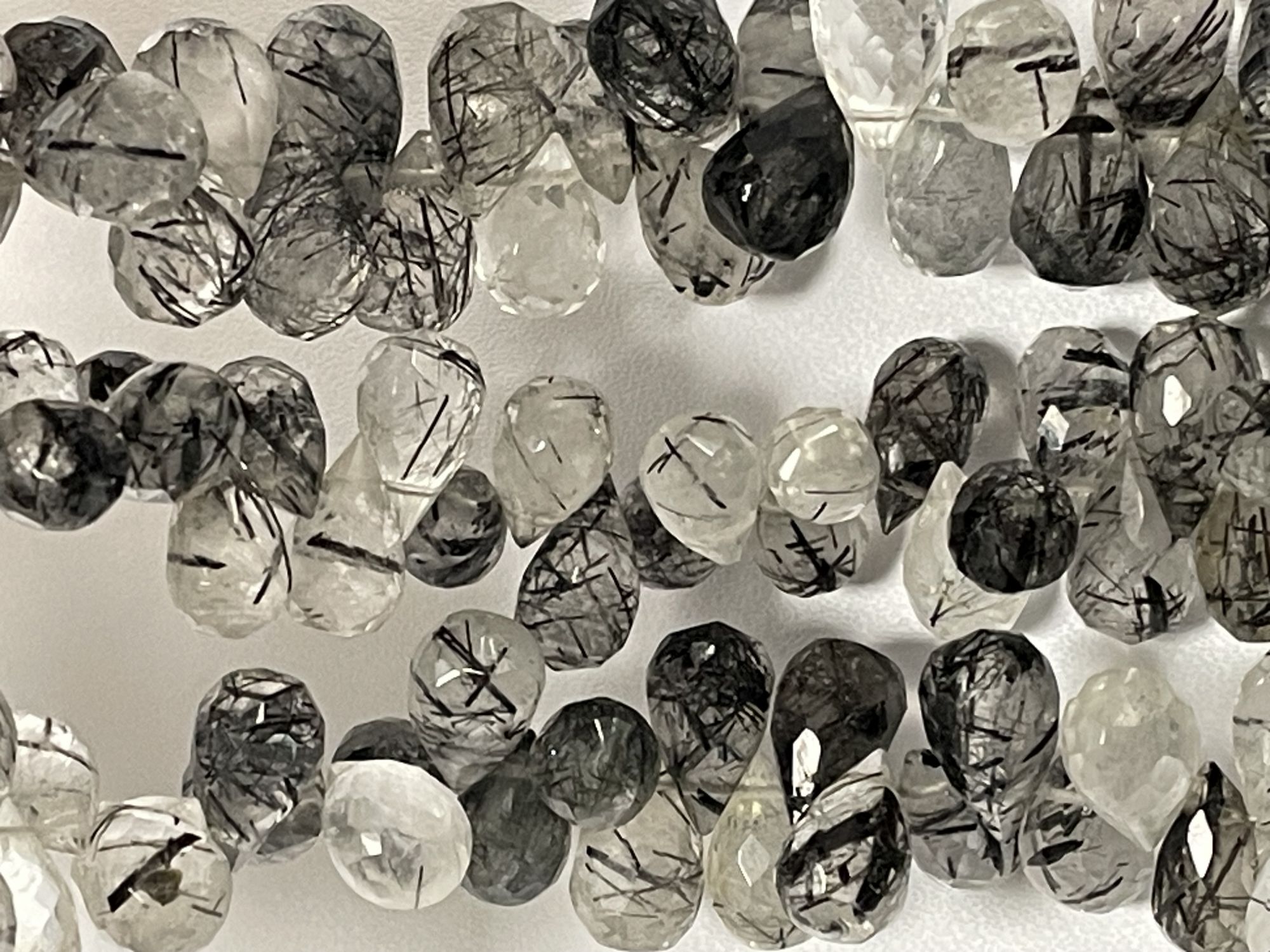 Black Rutilated Quartz Drop Faceted