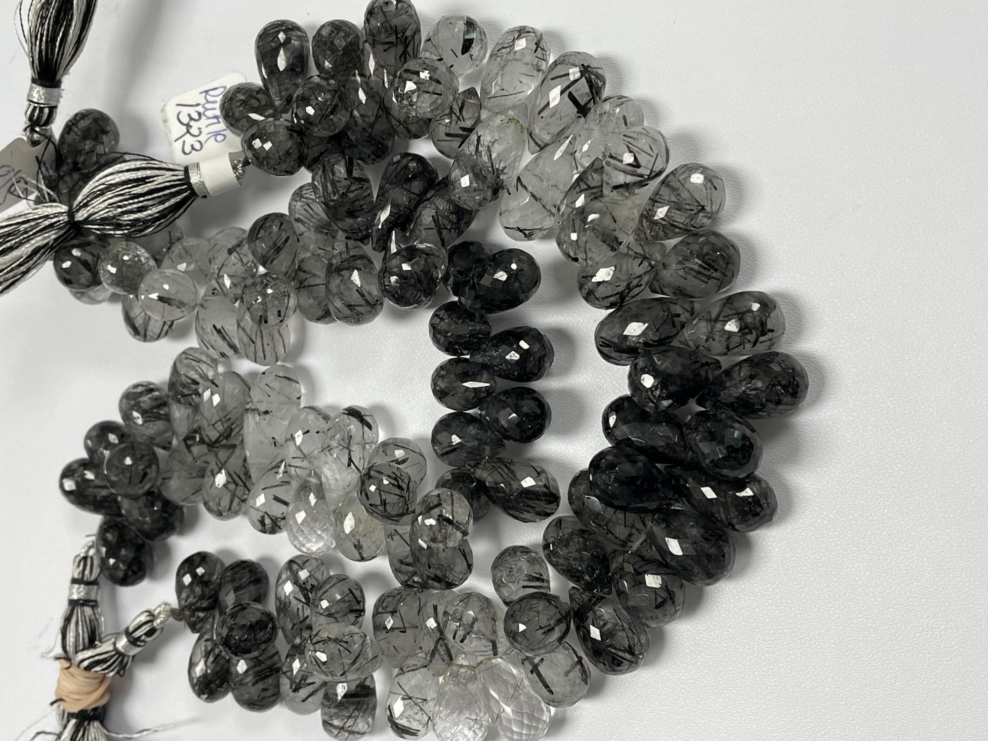 Black Rutilated Quartz Drop Faceted