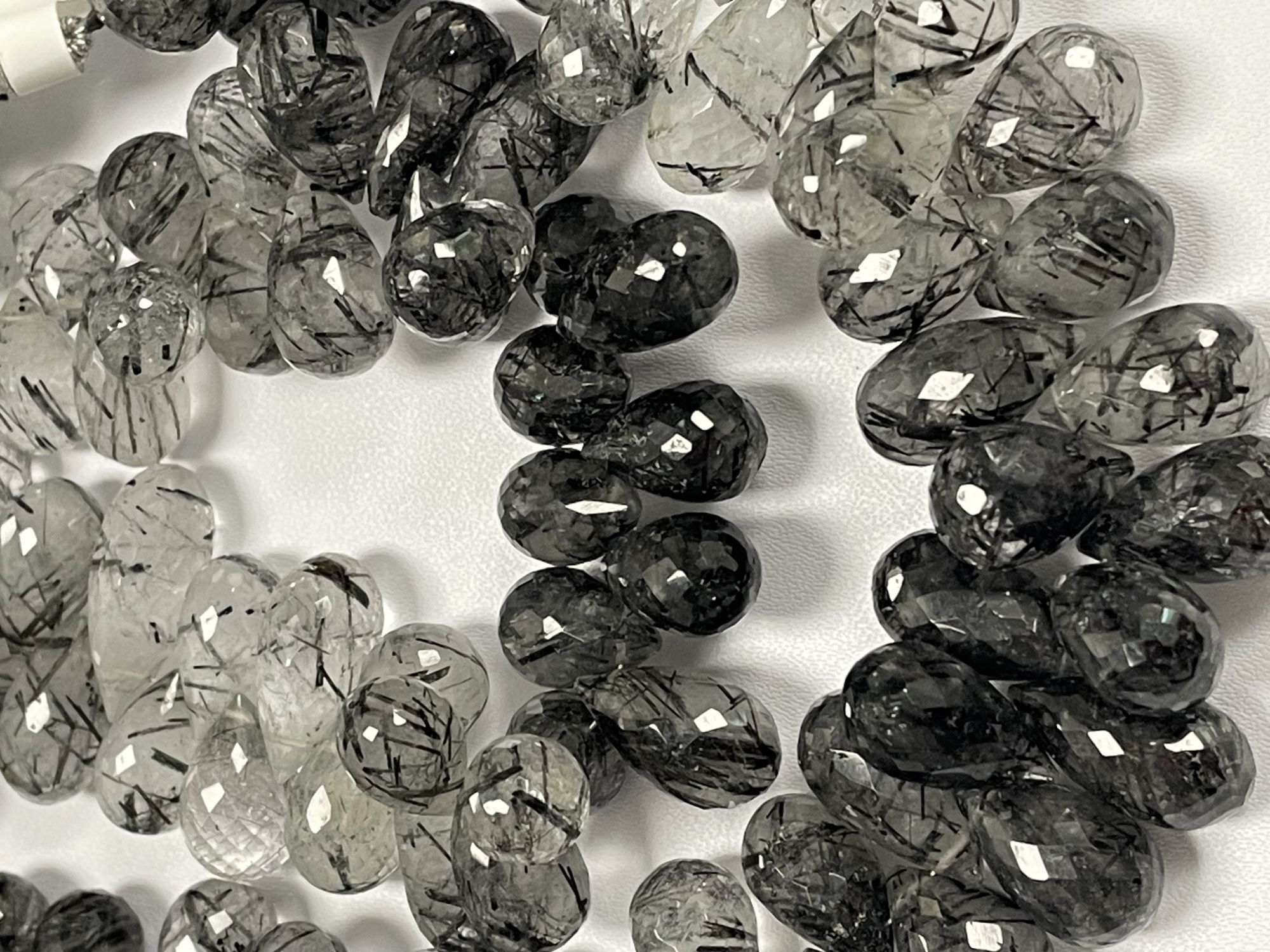 Black Rutilated Quartz Drop Faceted