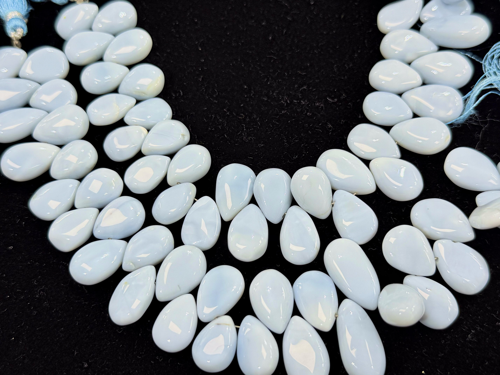 Blue Peruvian Opal Pears Smooth