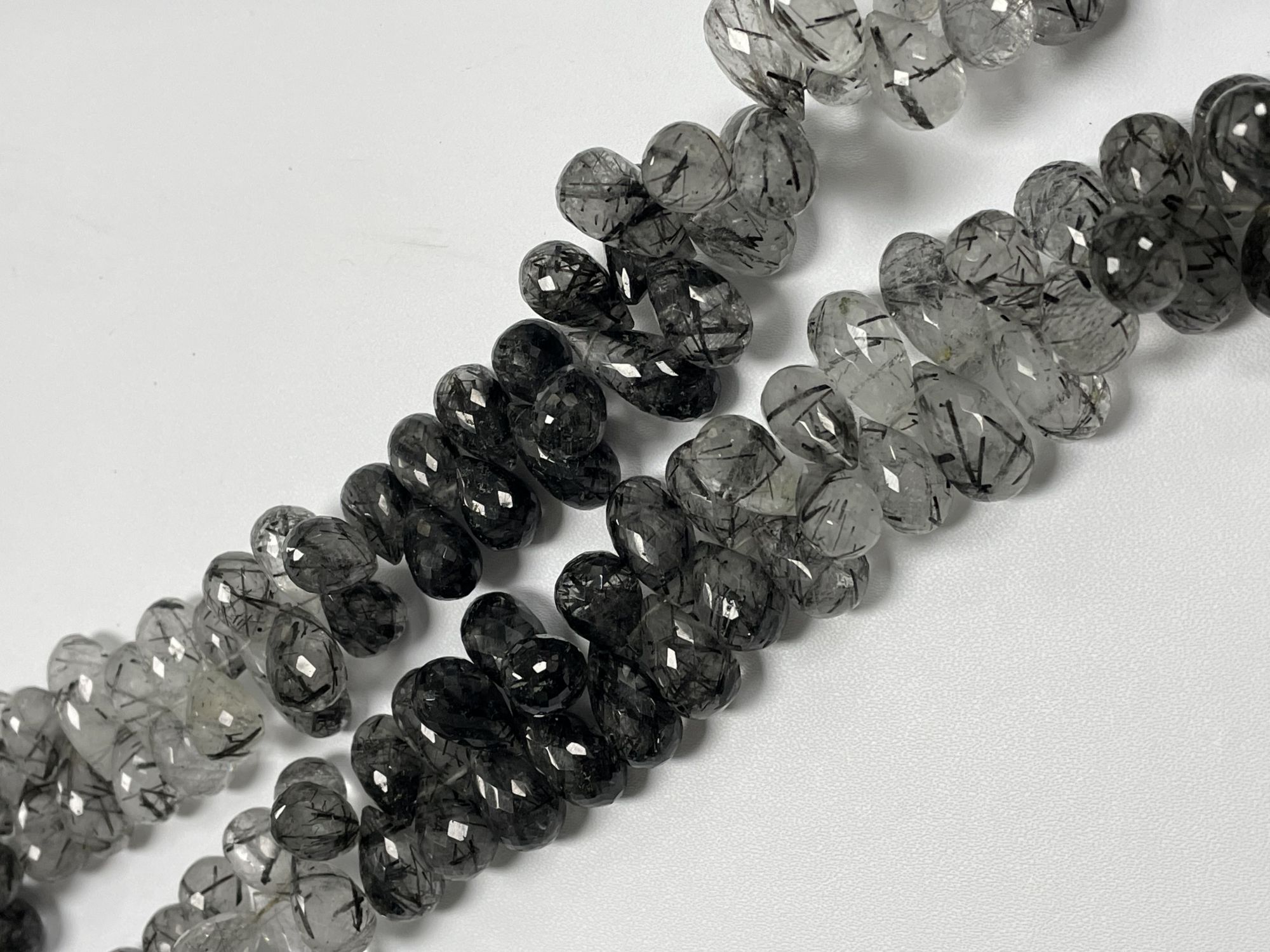 Black Rutilated Quartz Drop Faceted