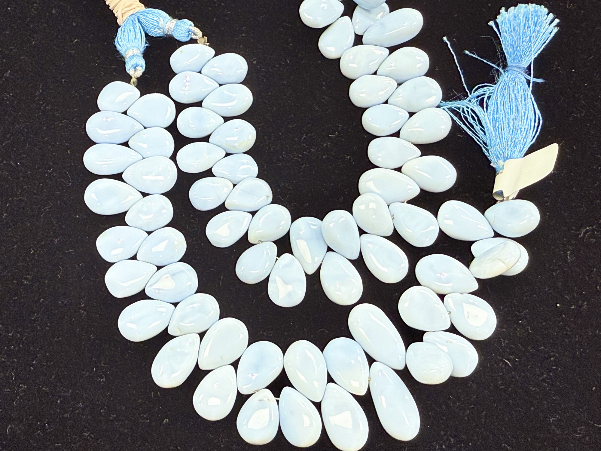 Blue Peruvian Opal Pears Smooth