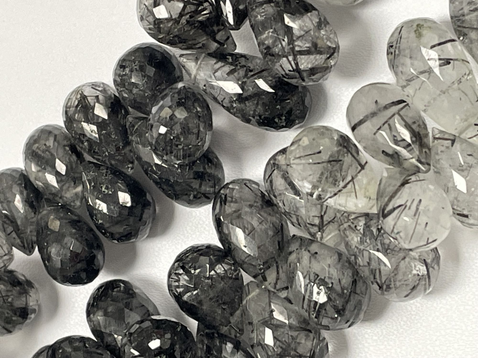 Black Rutilated Quartz Drop Faceted