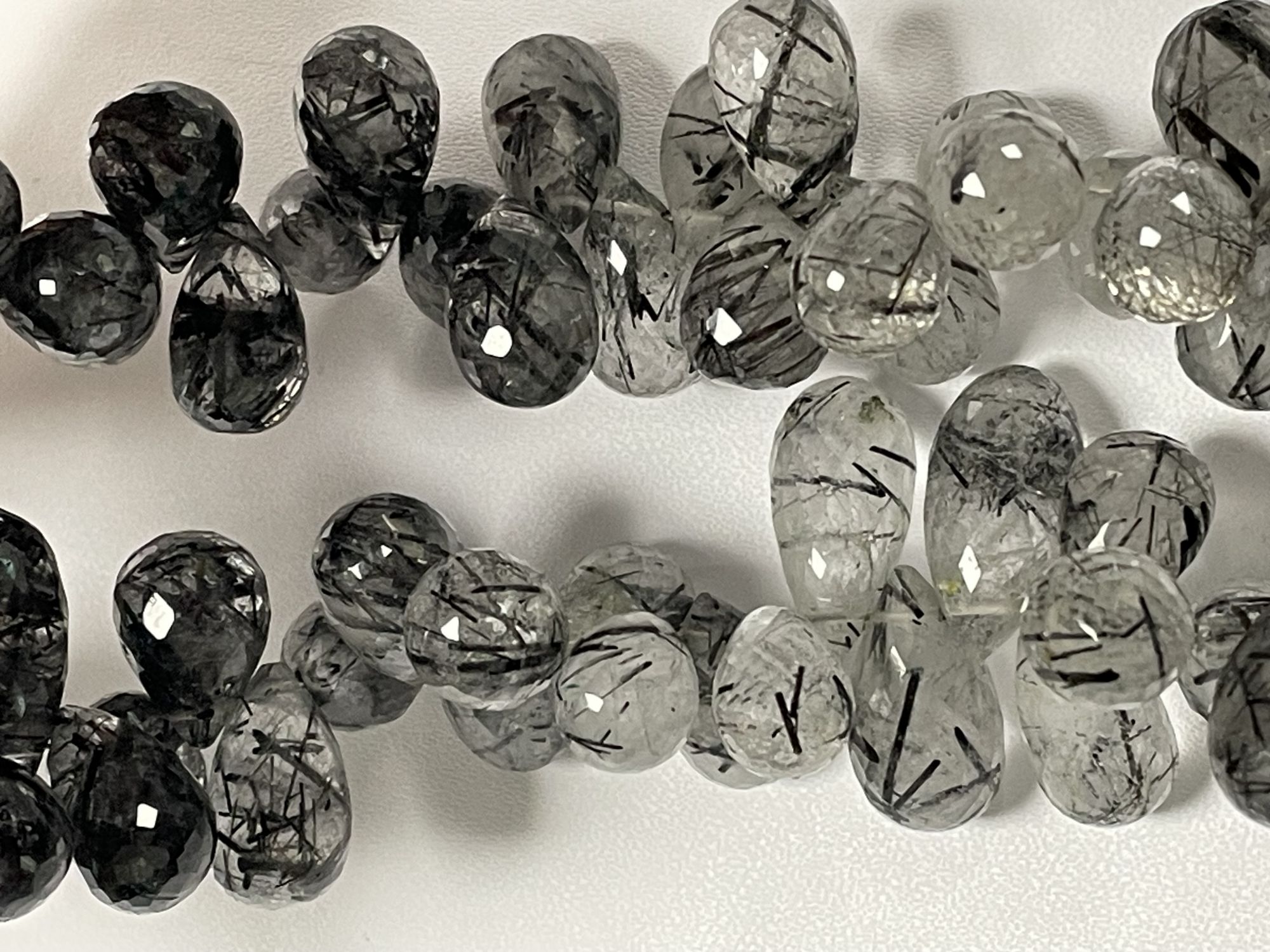 Black Rutilated Quartz Drop Faceted