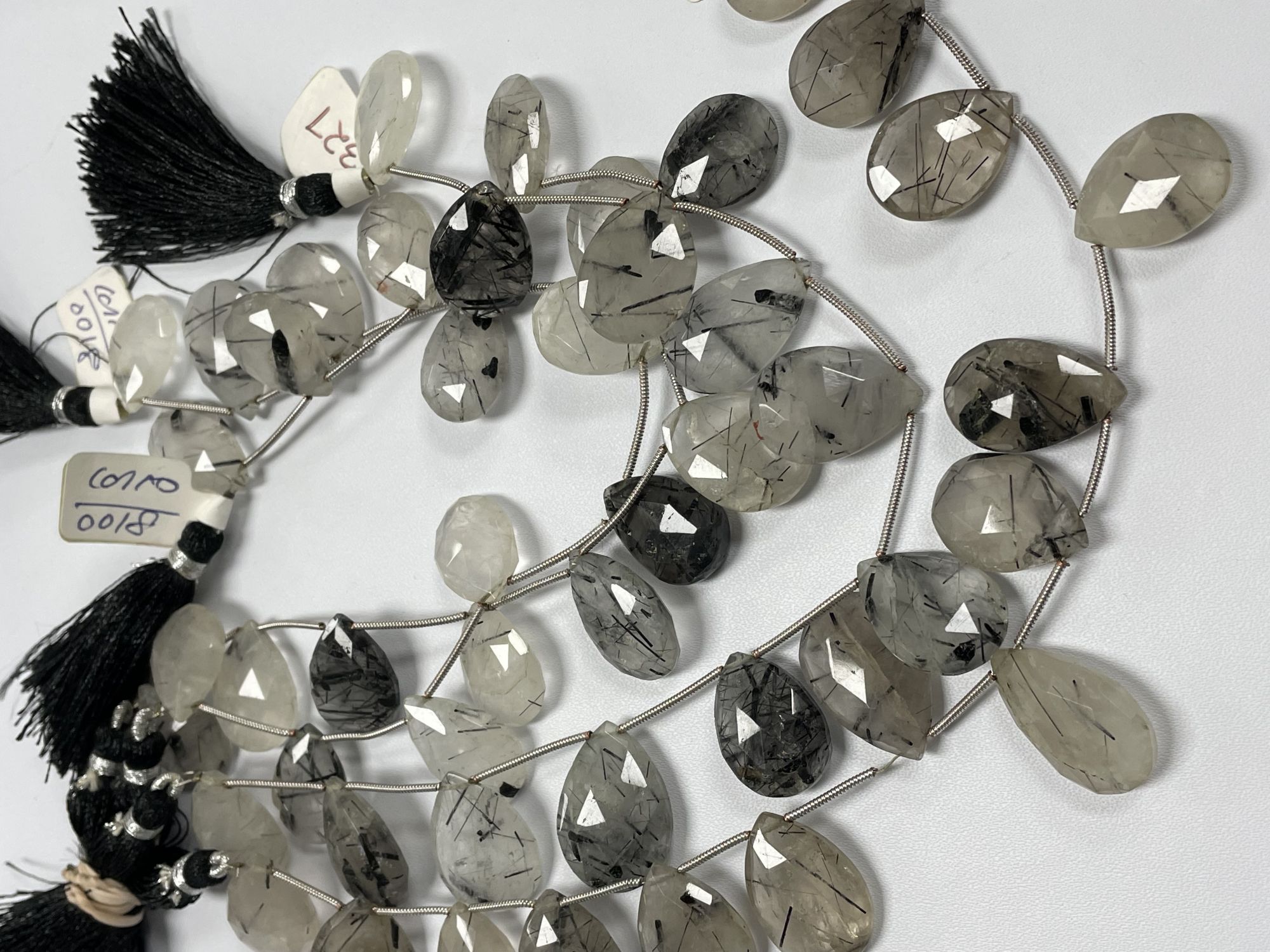 Black Rutilated Quartz Pear Faceted