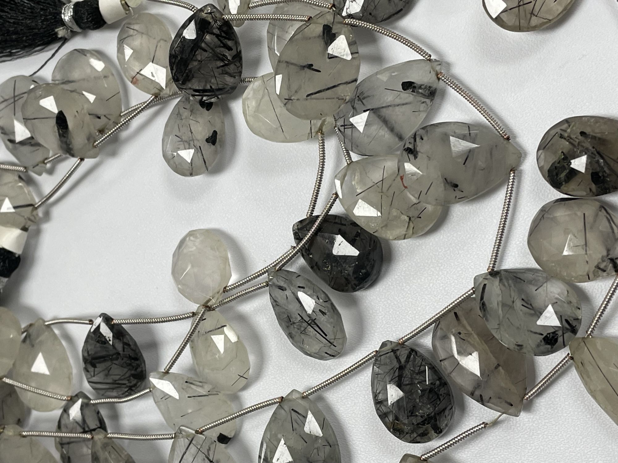 Black Rutilated Quartz Pear Faceted