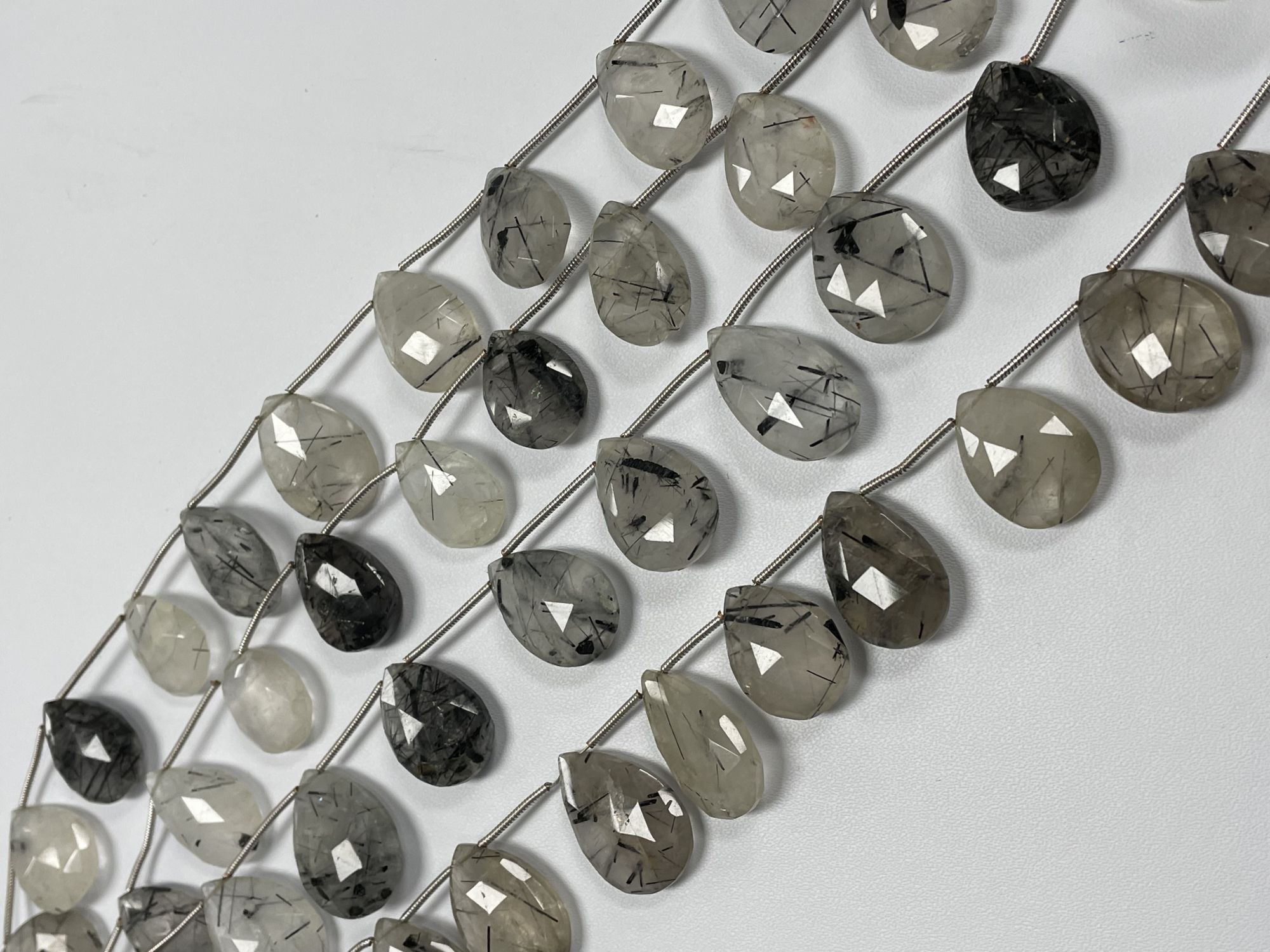 Black Rutilated Quartz Pear Faceted