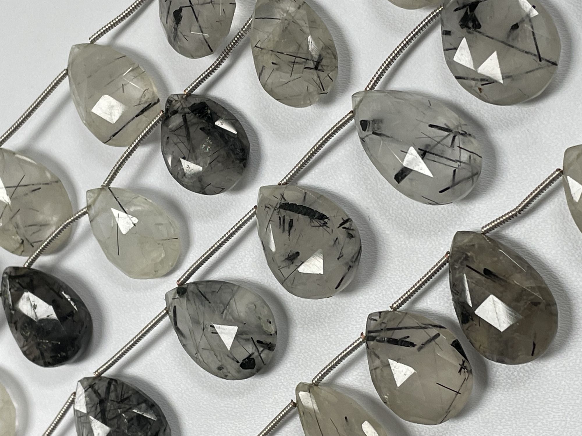 Black Rutilated Quartz Pear Faceted