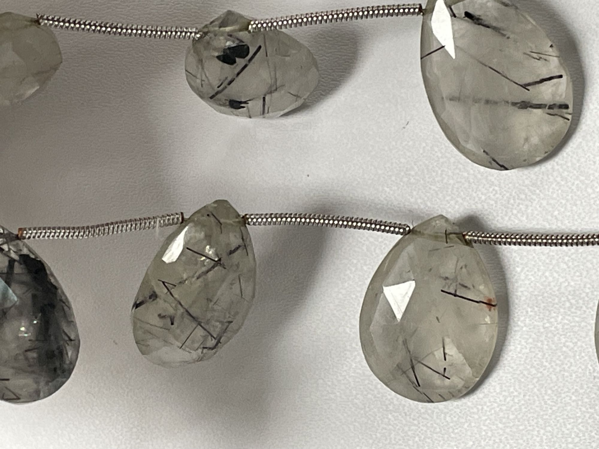 Black Rutilated Quartz Pear Faceted