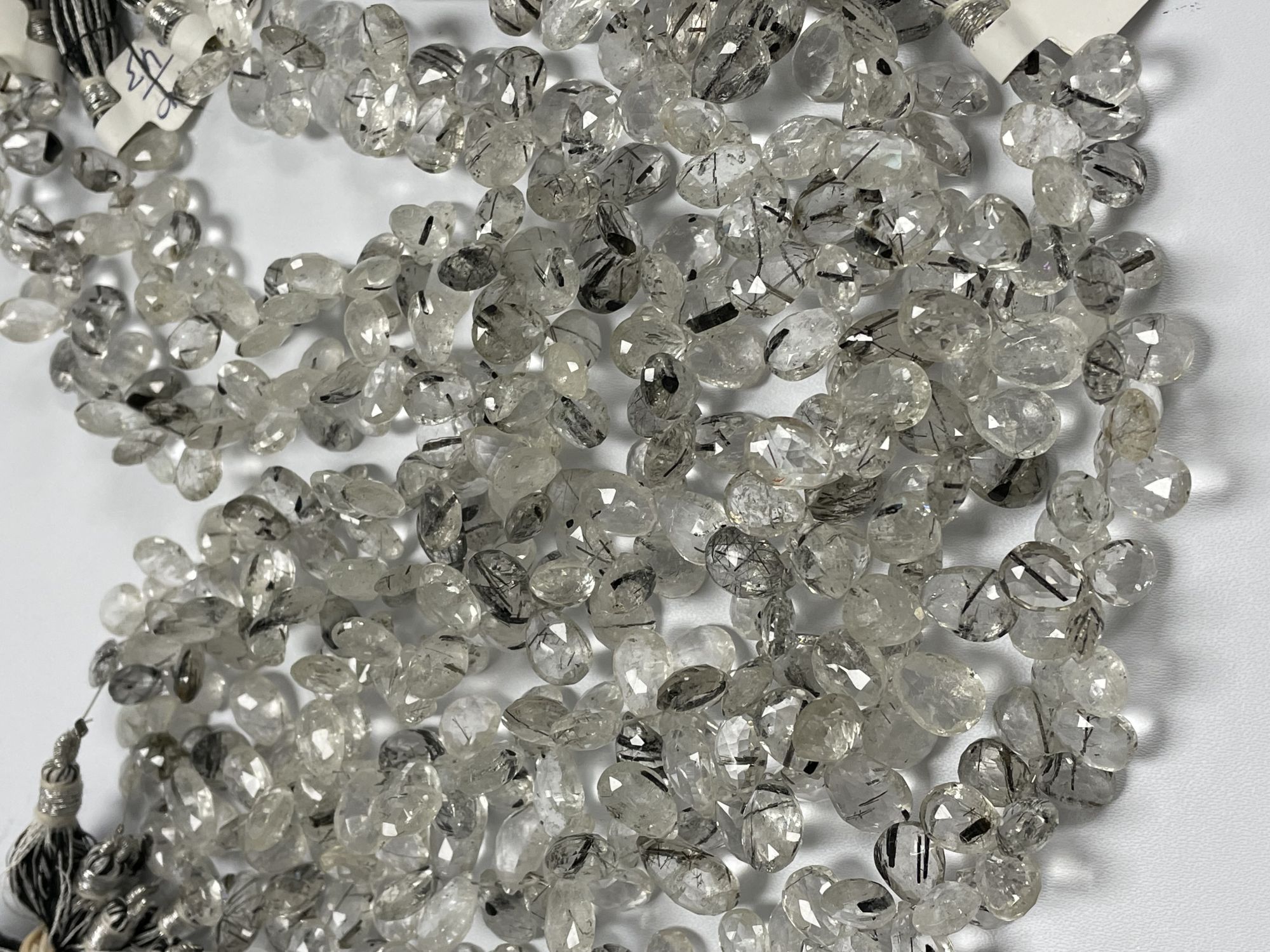 Black Rutilated Quartz Pear Faceted