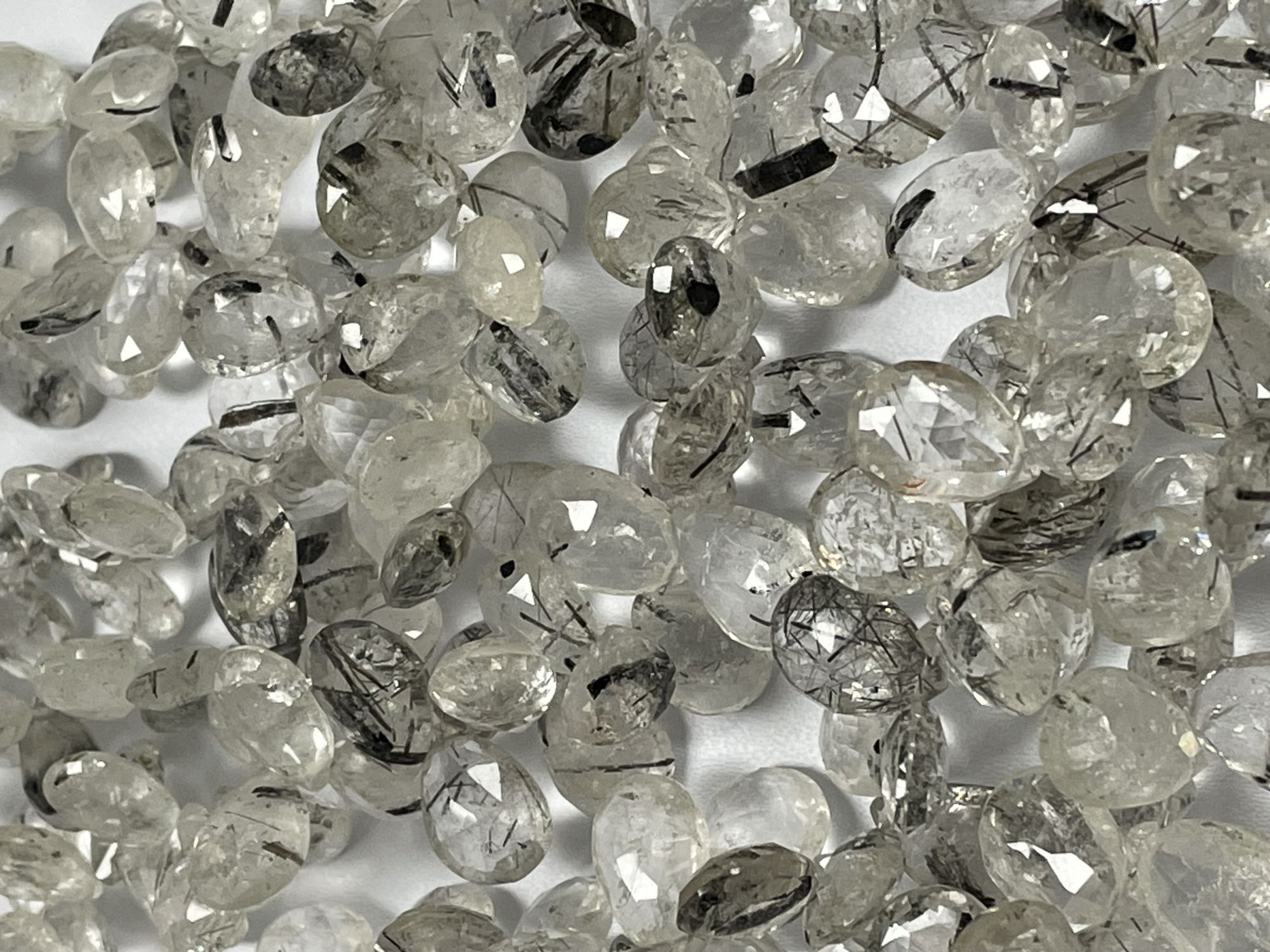 Black Rutilated Quartz Pear Faceted