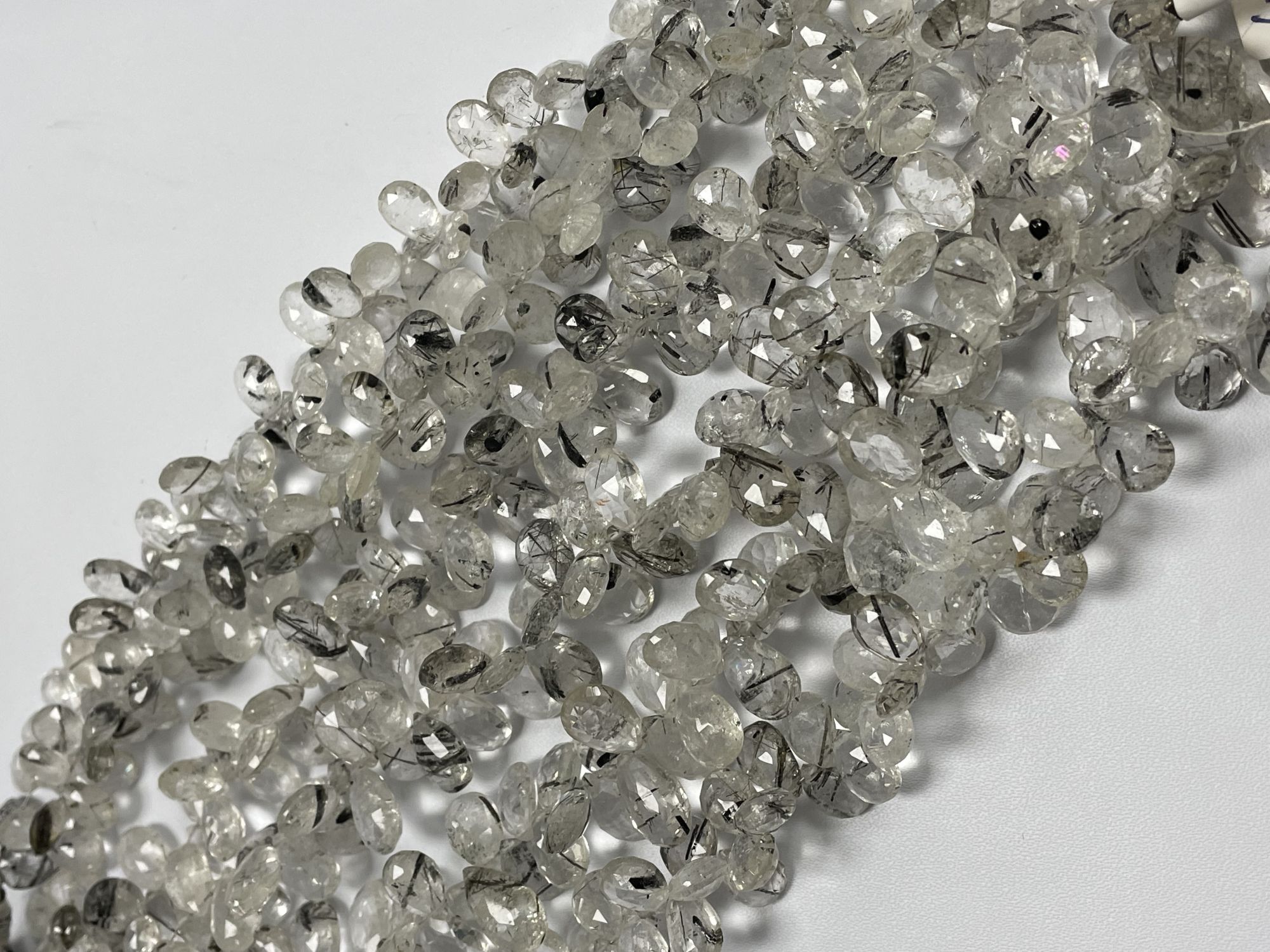 Black Rutilated Quartz Pear Faceted