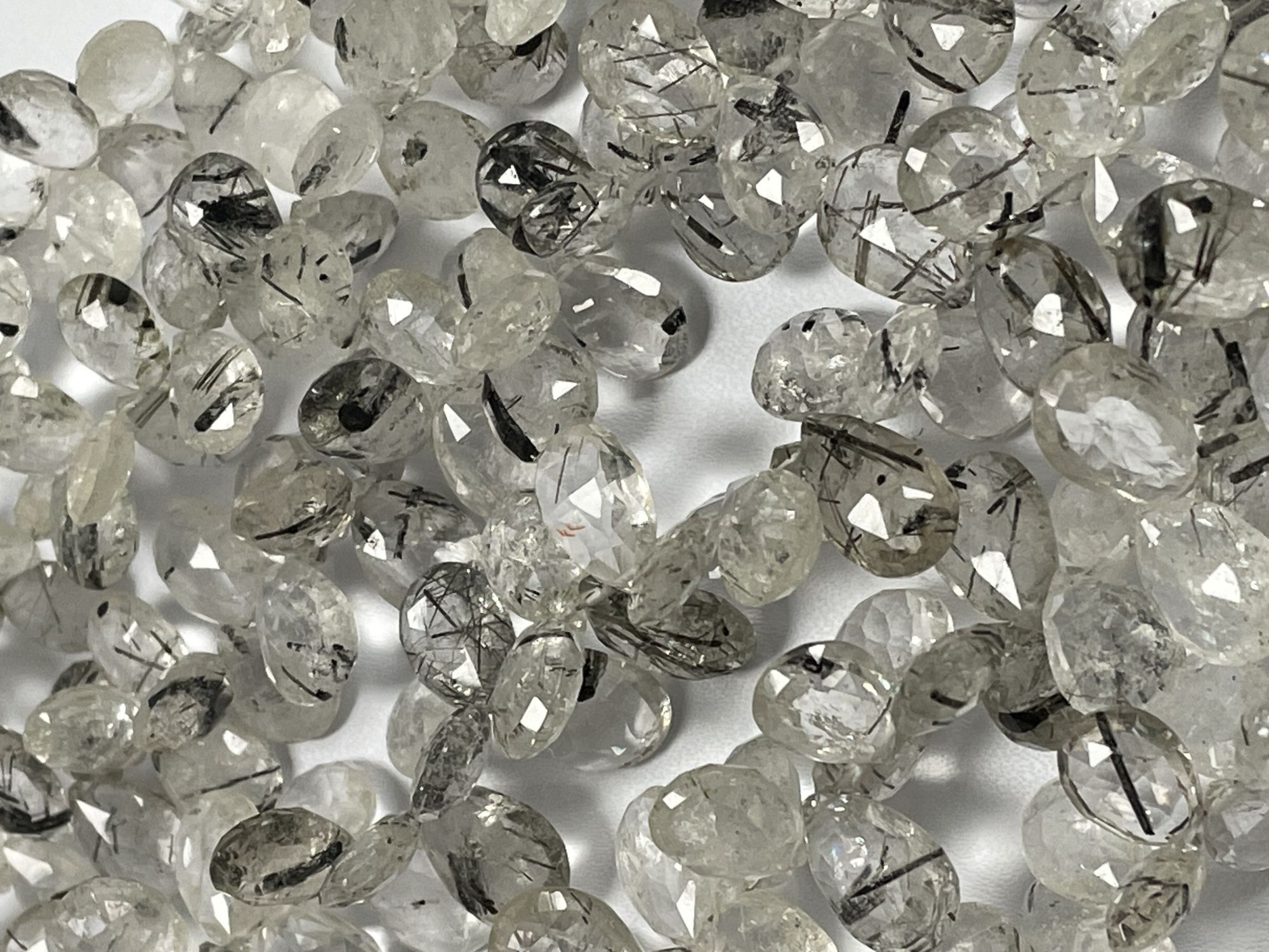 Black Rutilated Quartz Pear Faceted