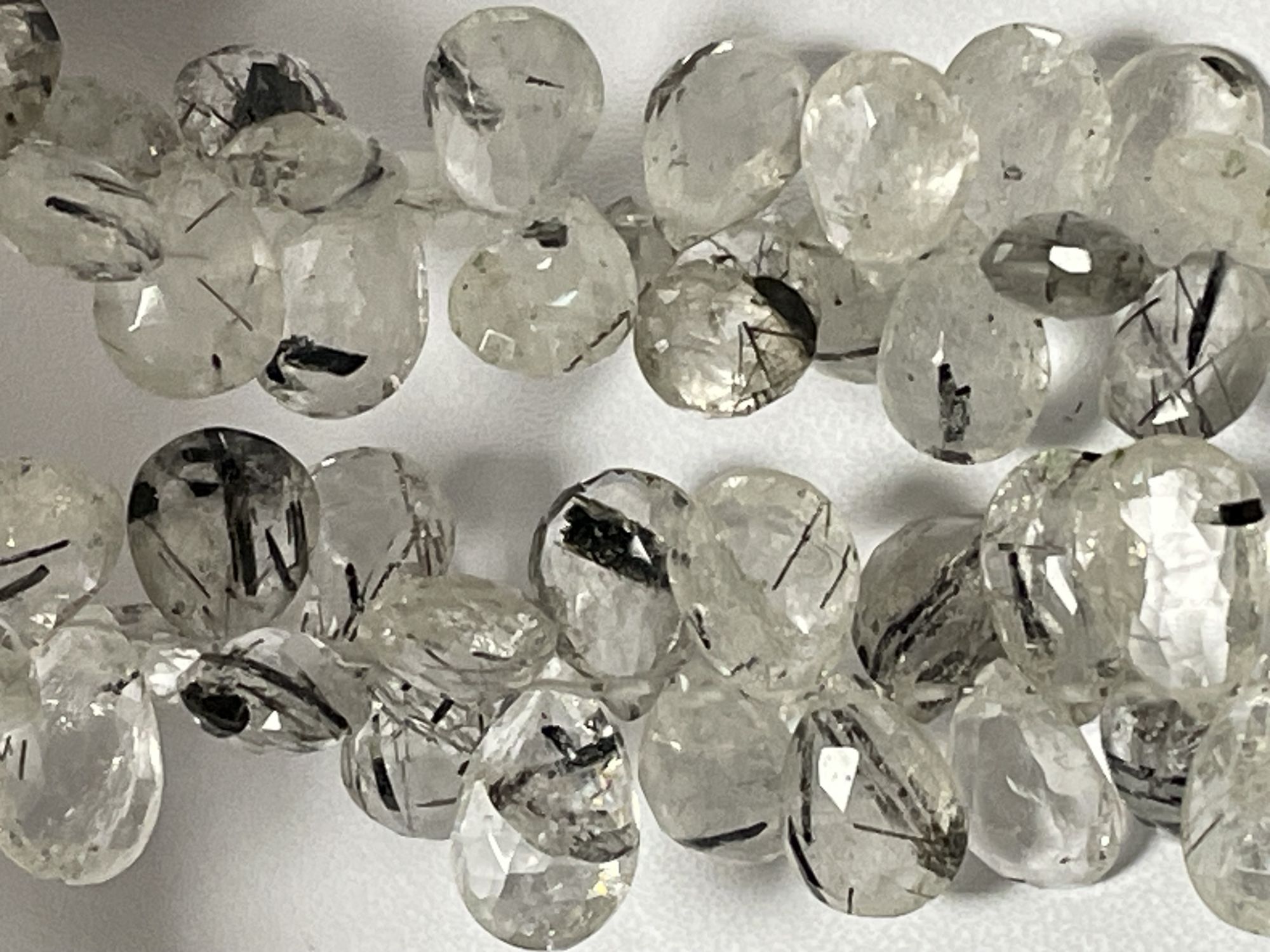 Black Rutilated Quartz Pear Faceted