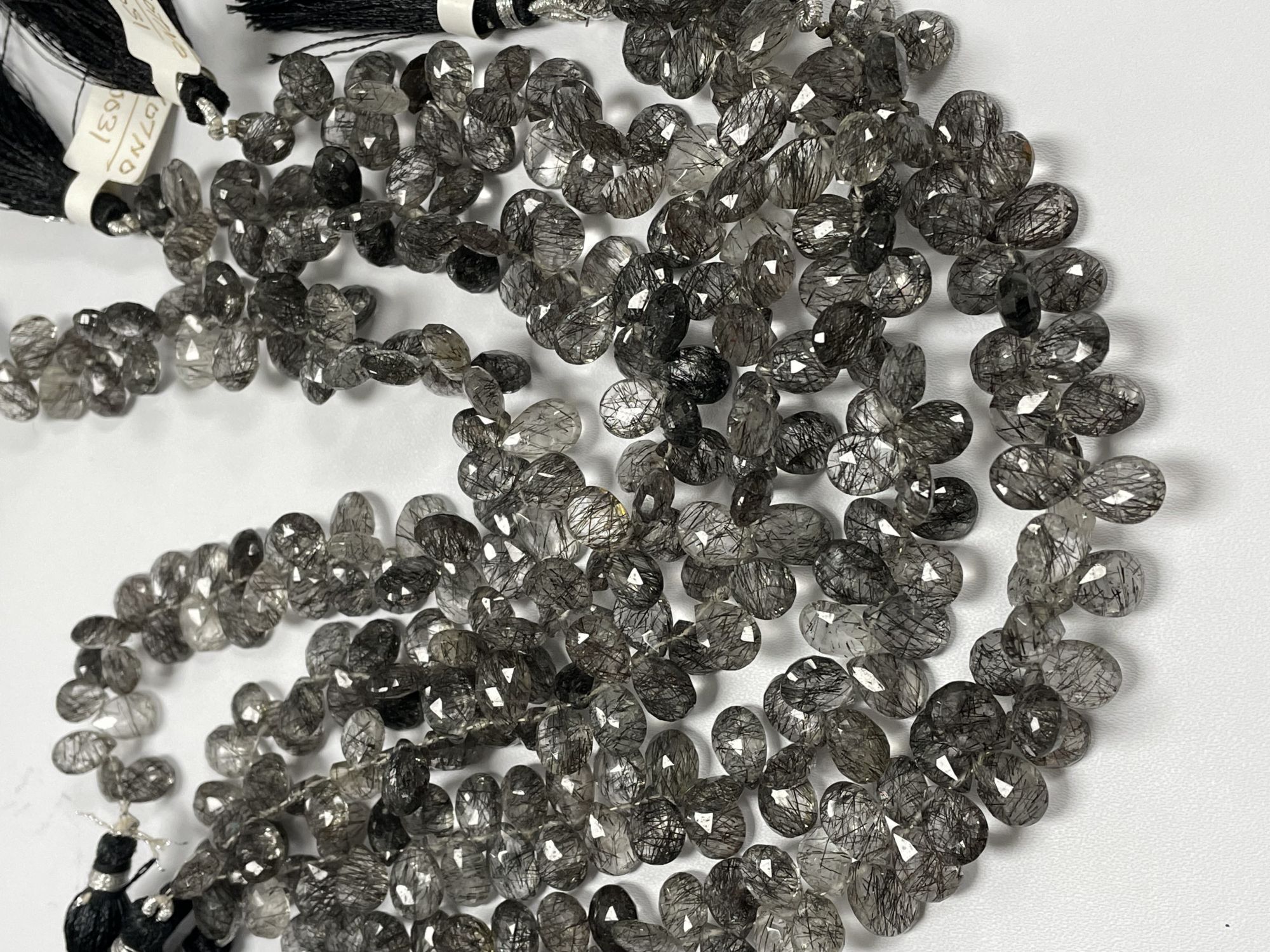 Black Rutilated Quartz Pear Faceted