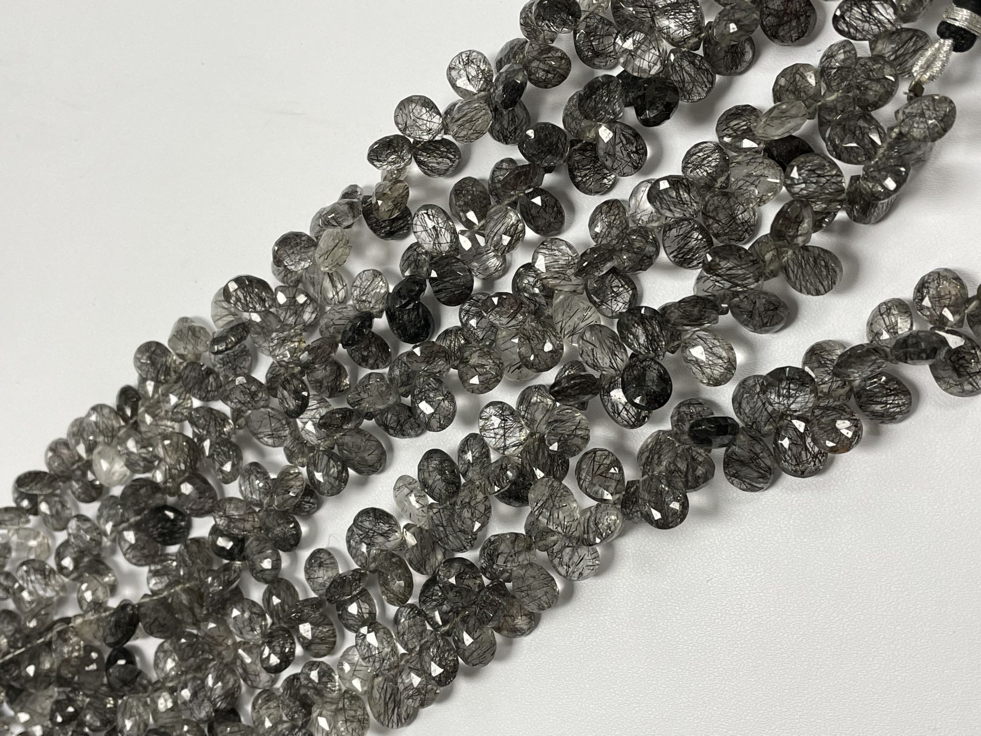 Black Rutilated Quartz Pear Faceted