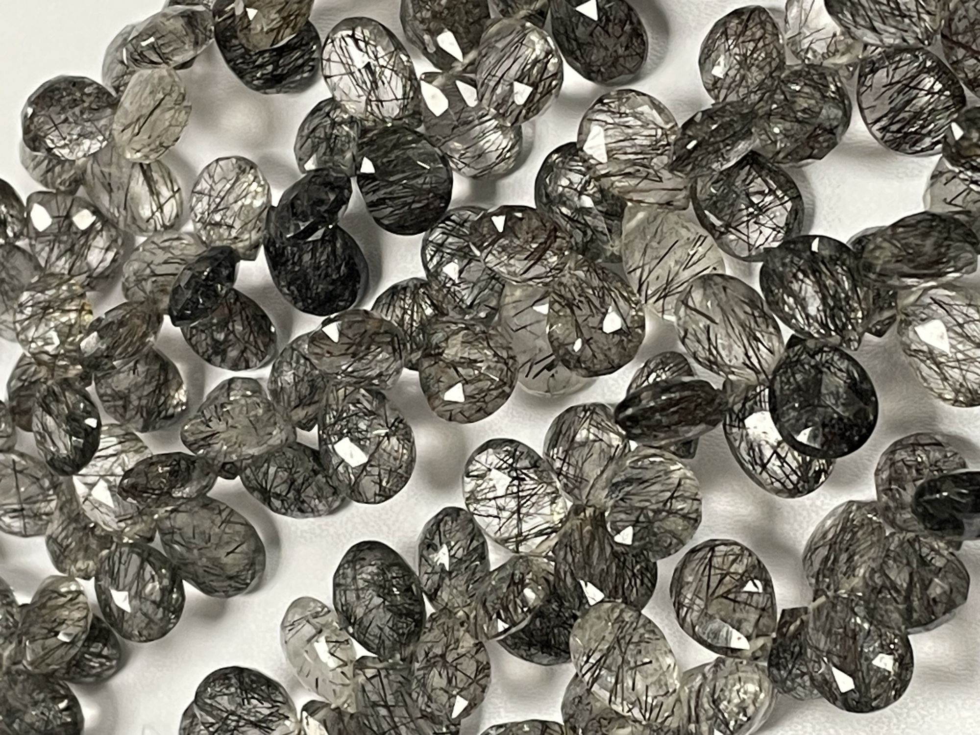 Black Rutilated Quartz Pear Faceted