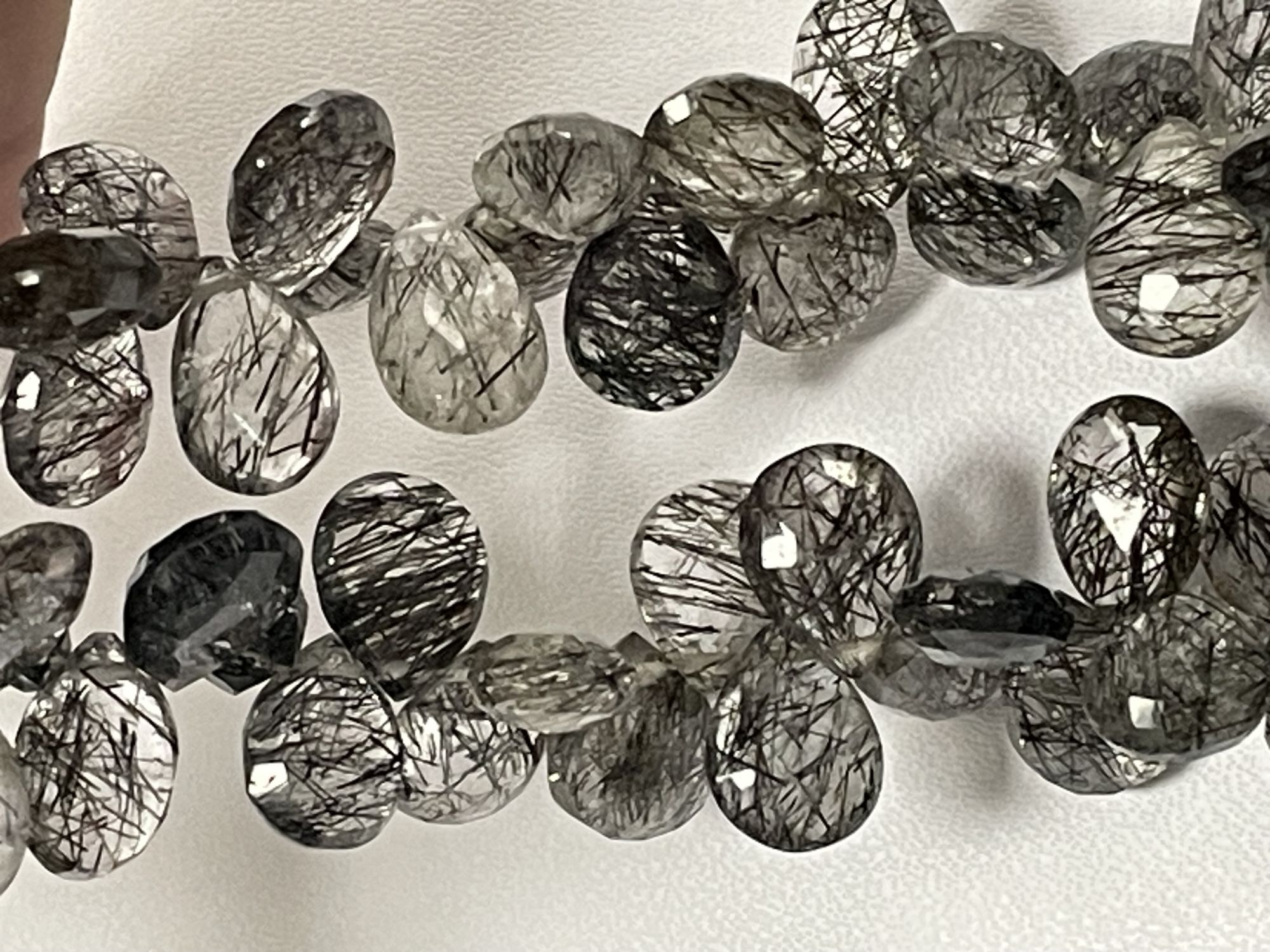 Black Rutilated Quartz Pear Faceted