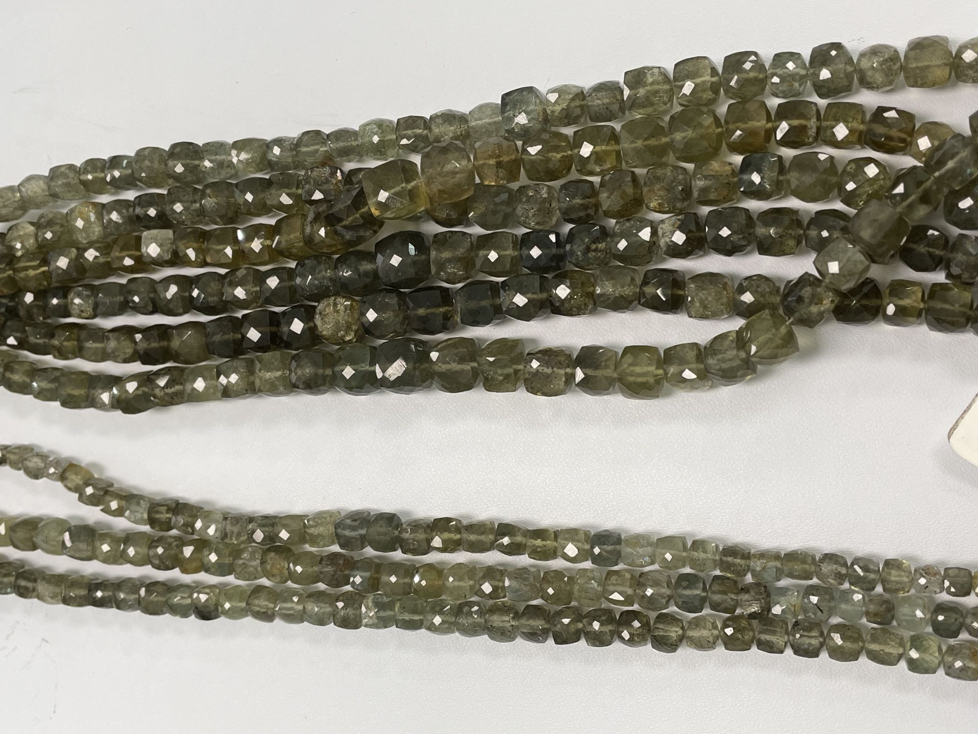 Moss Aquamarine Cube Faceted