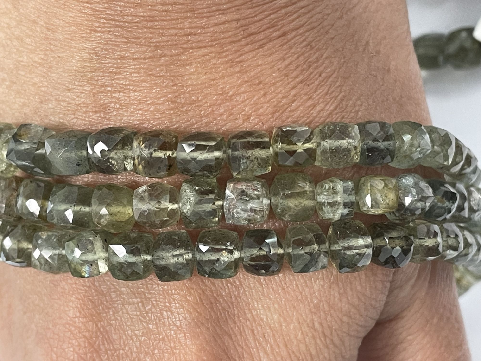 Moss Aquamarine Cube Faceted