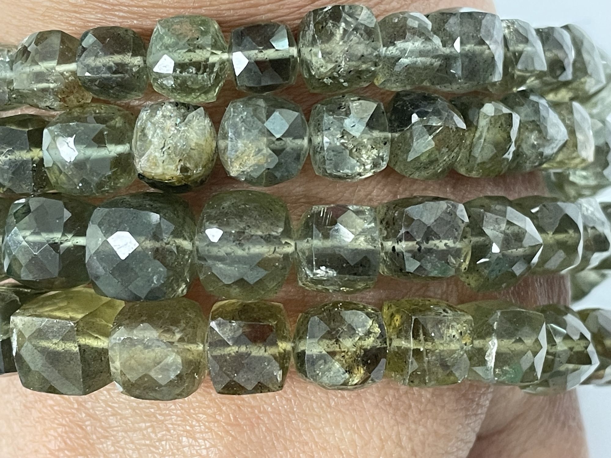 Moss Aquamarine Cube Faceted