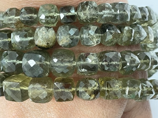 Moss Aquamarine Cube Faceted