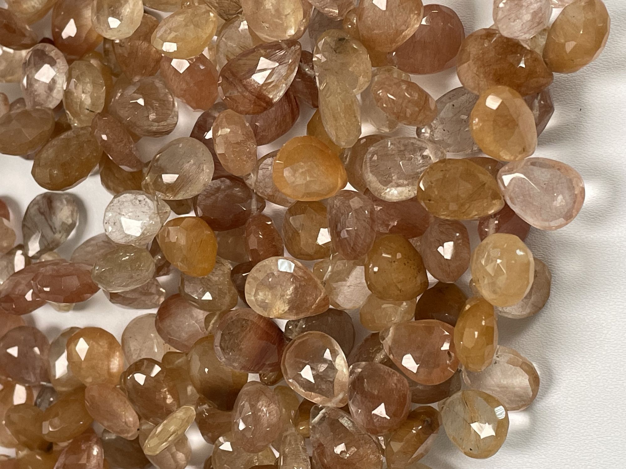 Copper Rutilated Quartz Pear Faceted
