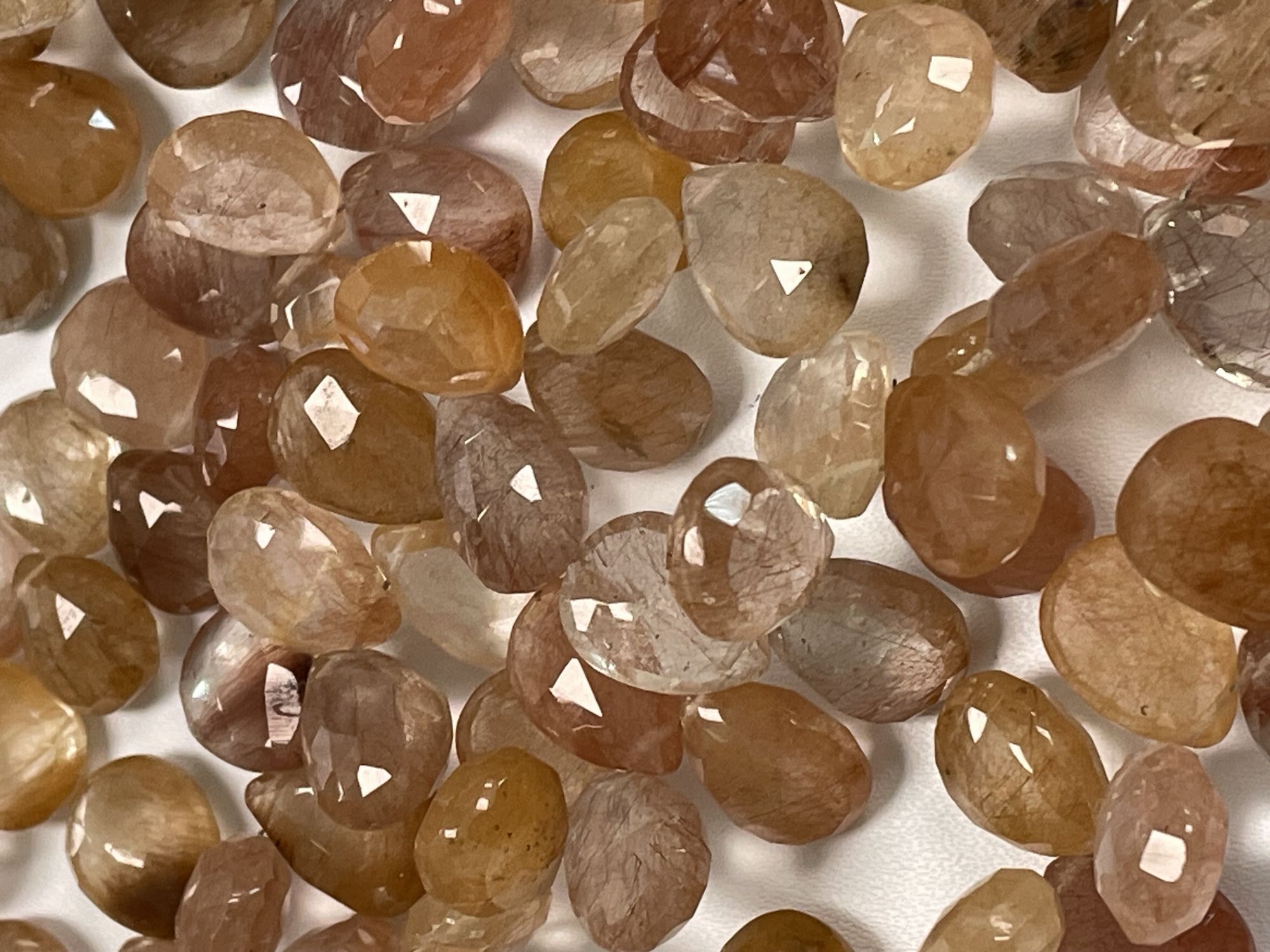 Copper Rutilated Quartz Pear Faceted