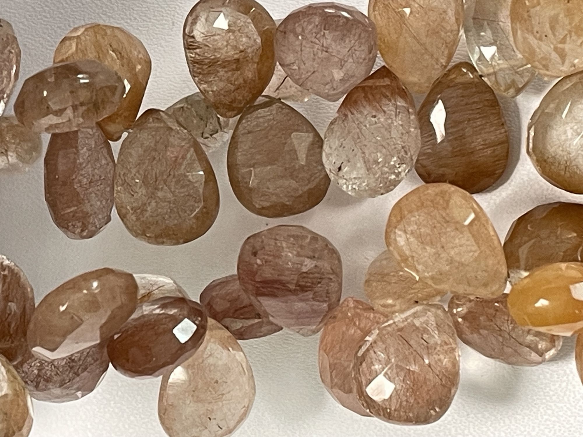 Copper Rutilated Quartz Pear Faceted