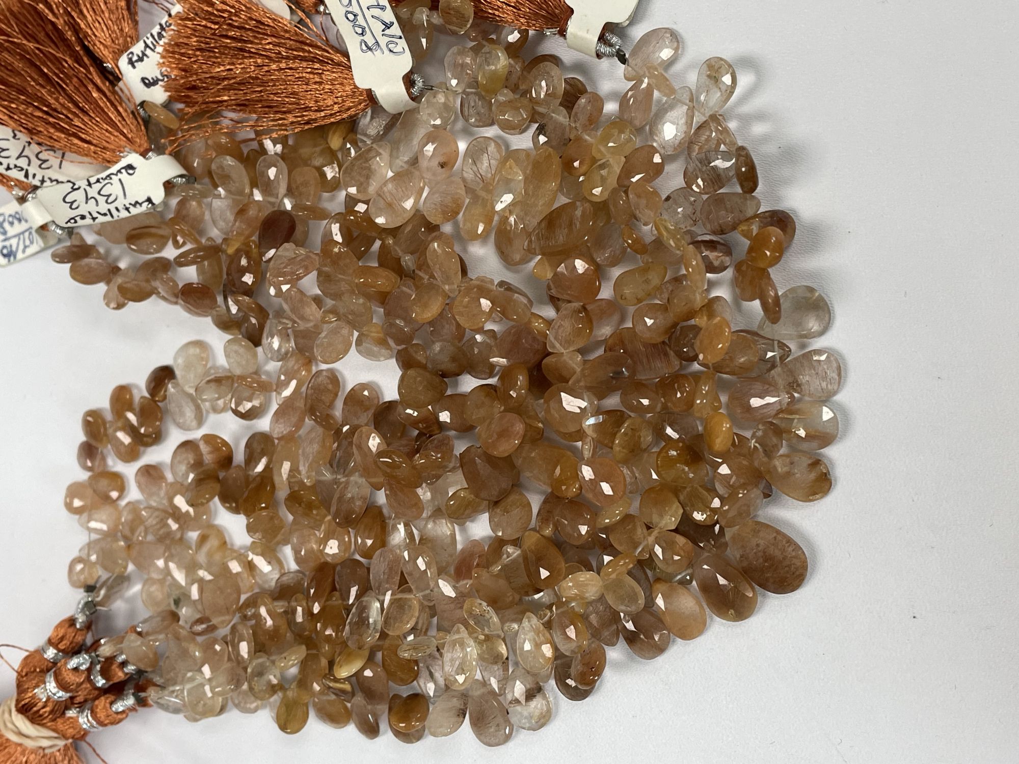 Copper Rutilated Quartz Pear Faceted