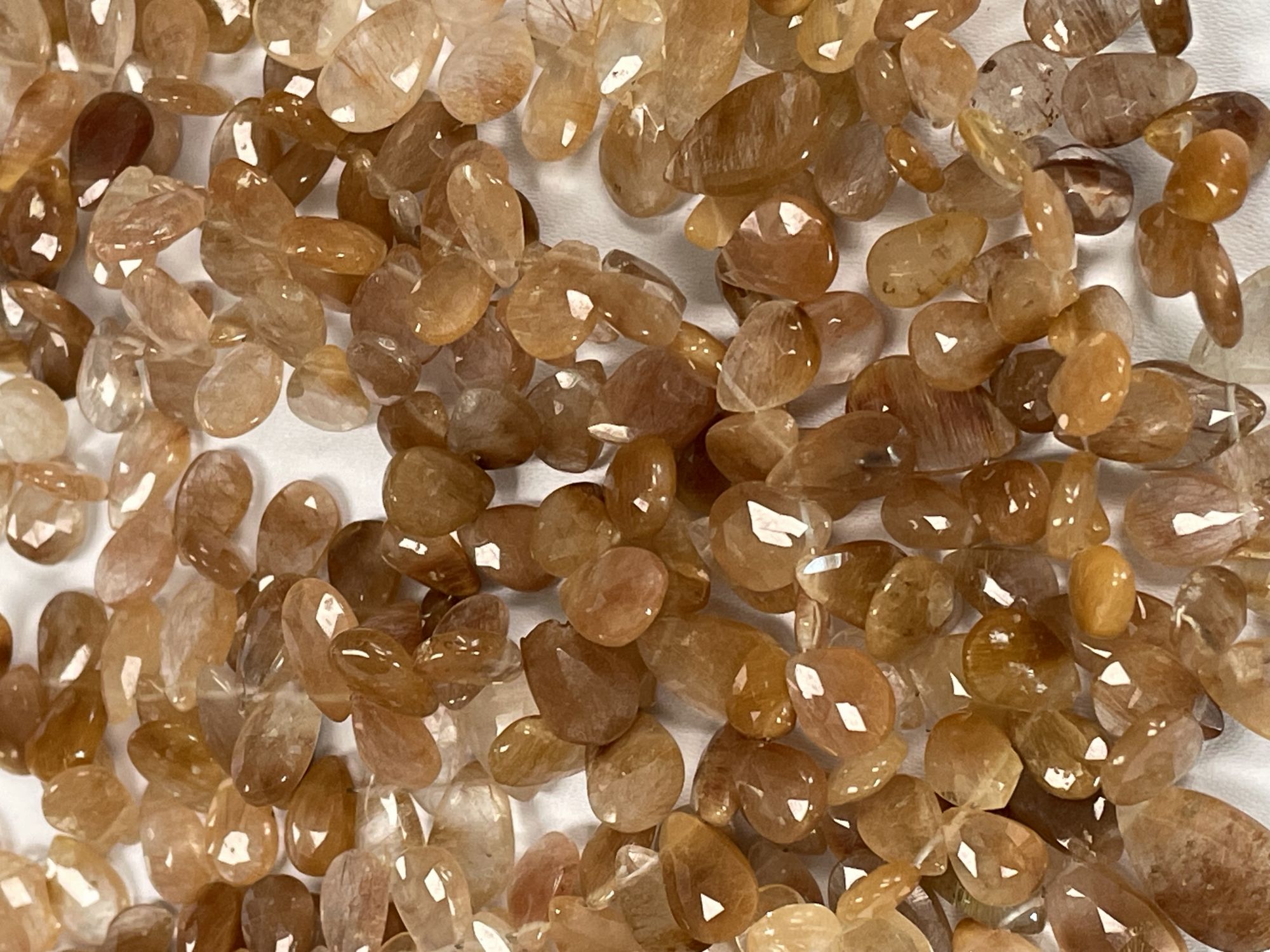 Copper Rutilated Quartz Pear Faceted