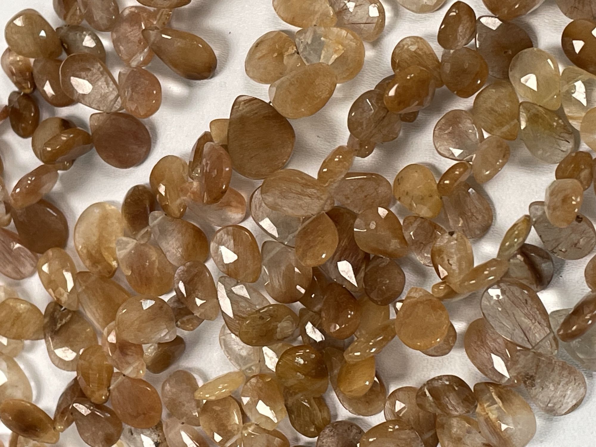 Copper Rutilated Quartz Pear Faceted
