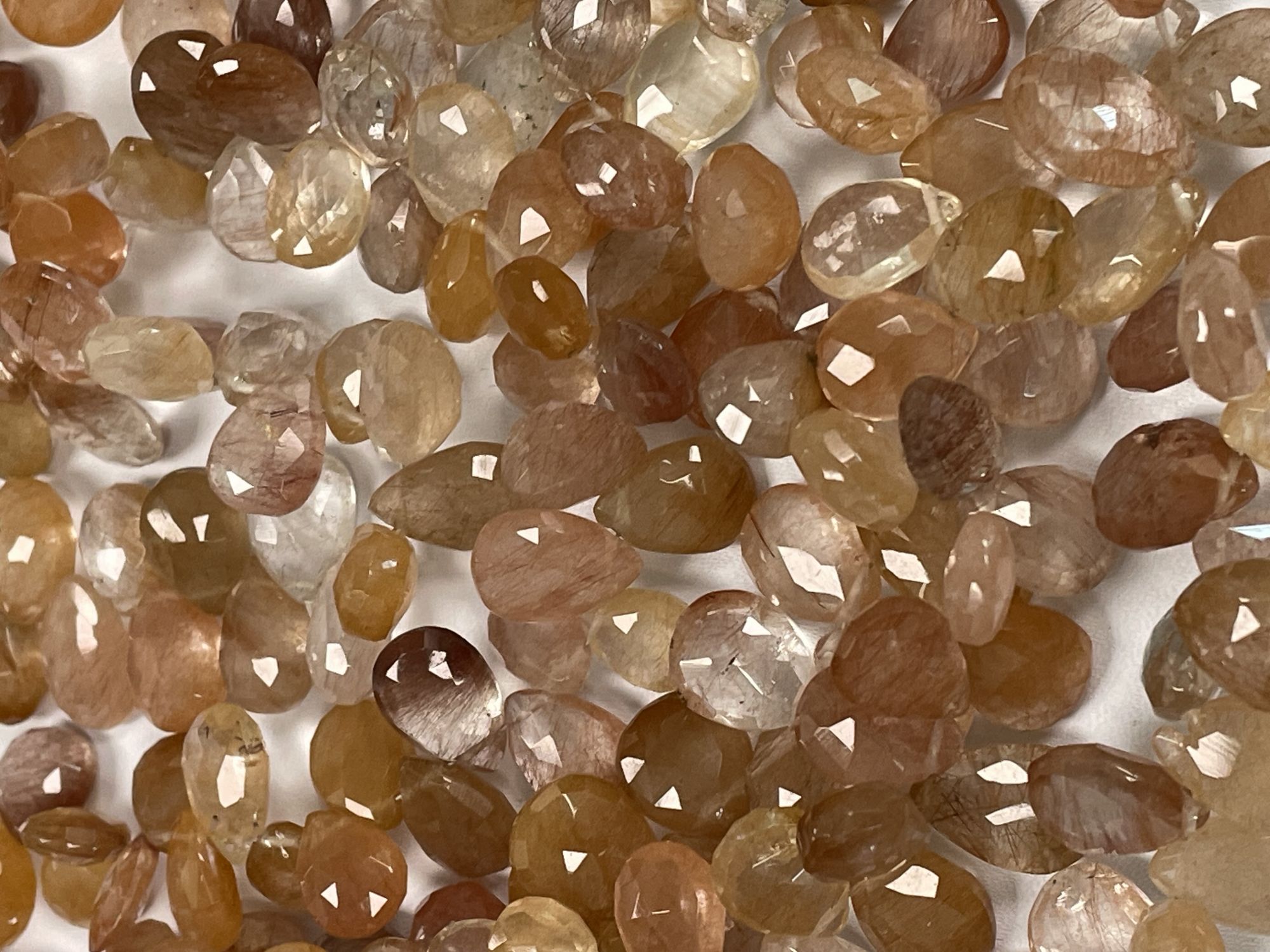 Copper Rutilated Quartz Pear Faceted