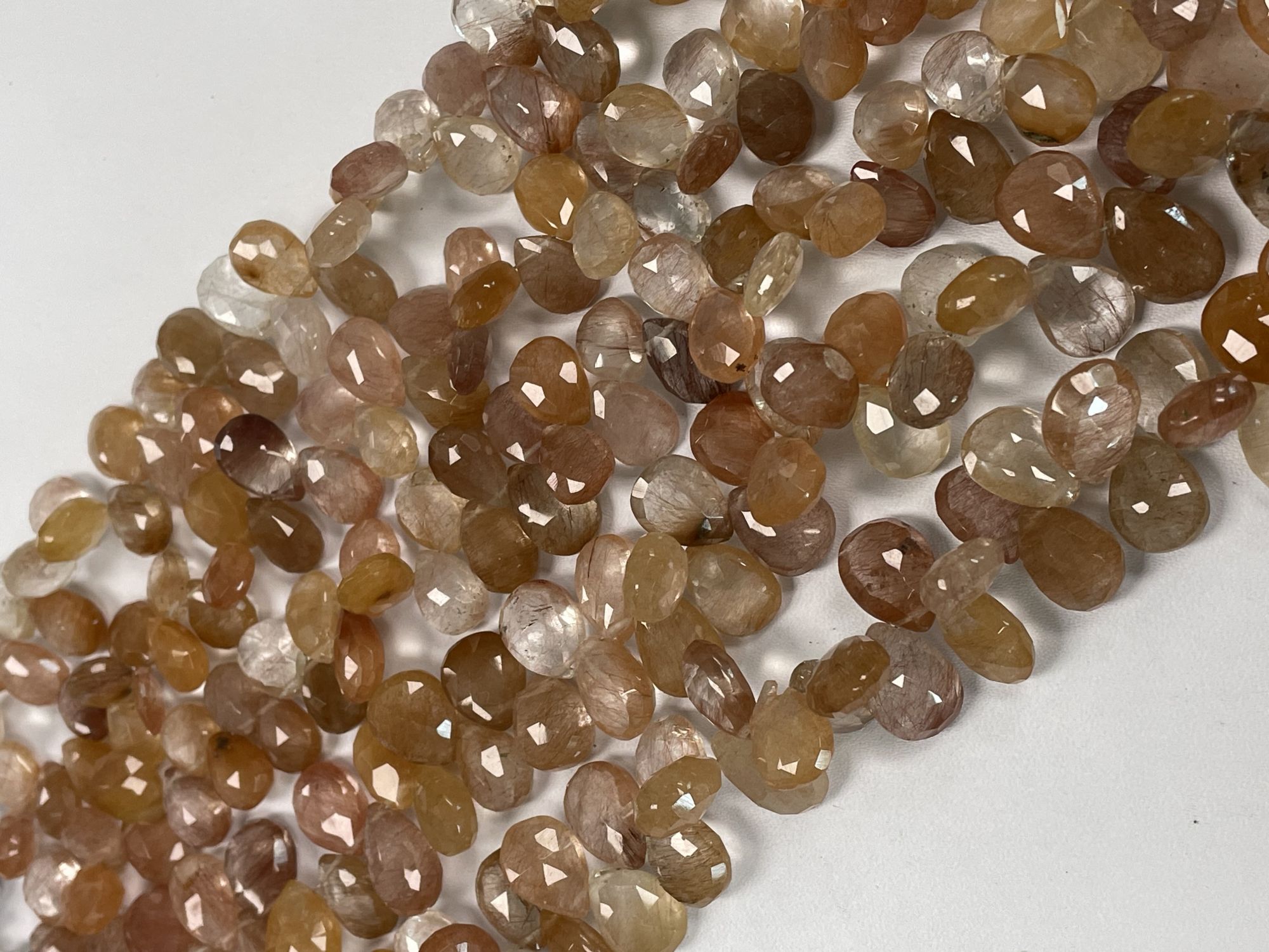 Copper Rutilated Quartz Pear Faceted