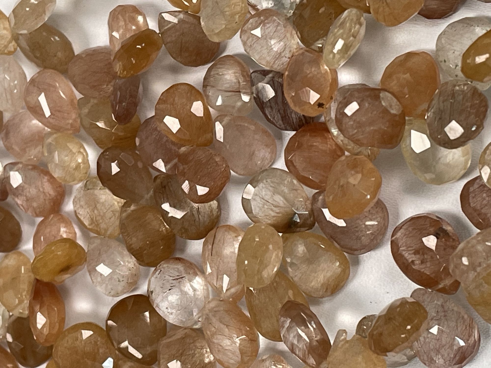 Copper Rutilated Quartz Pear Faceted