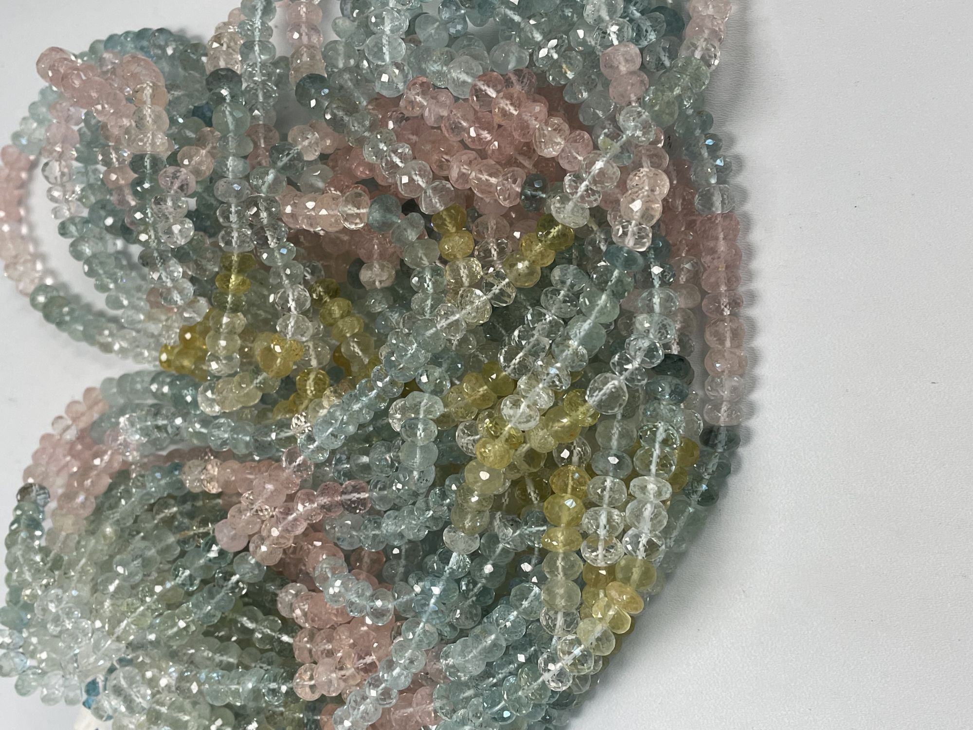 Multi Aquamarine Rondelle Faceted