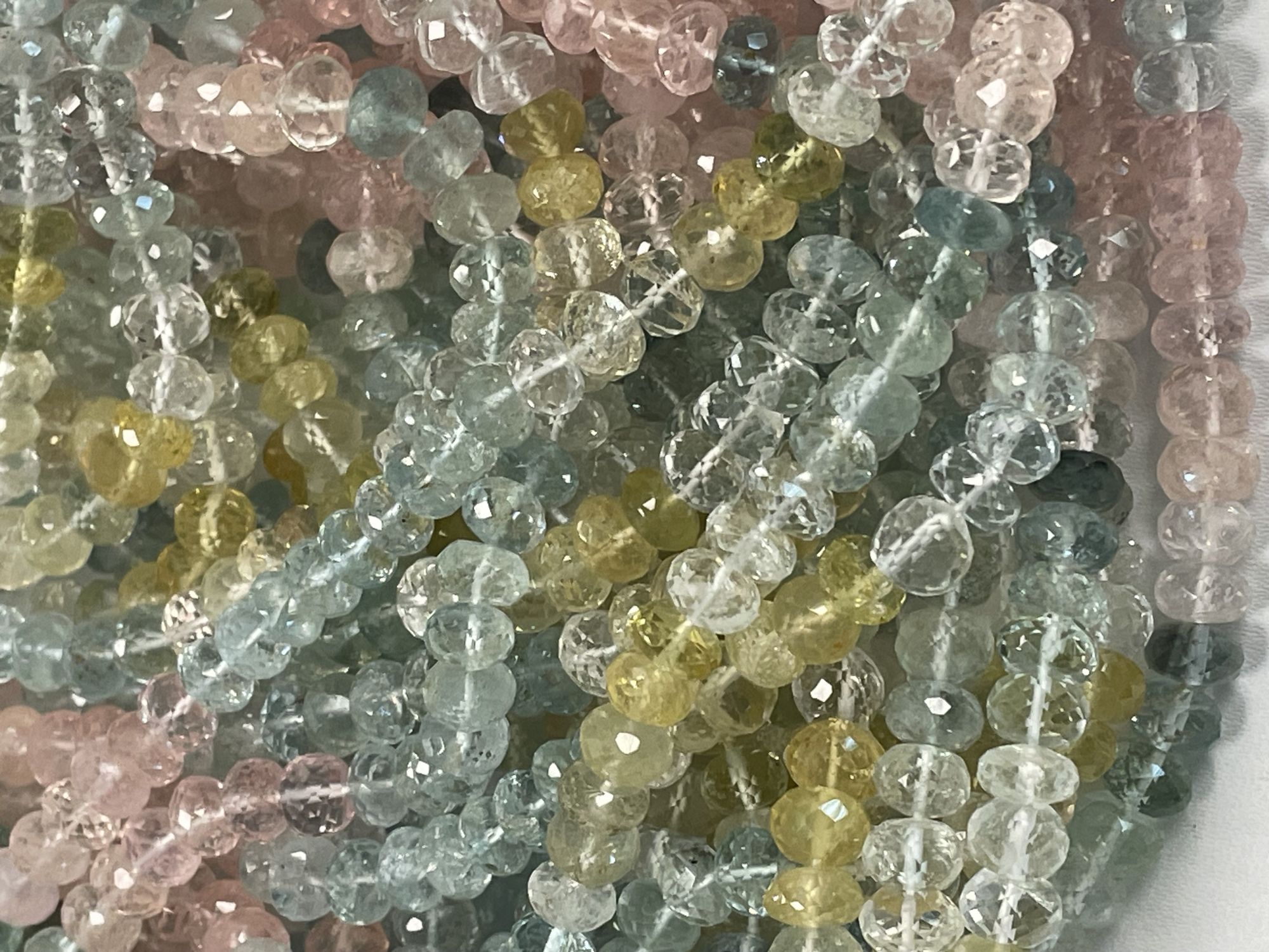 Multi Aquamarine Rondelle Faceted
