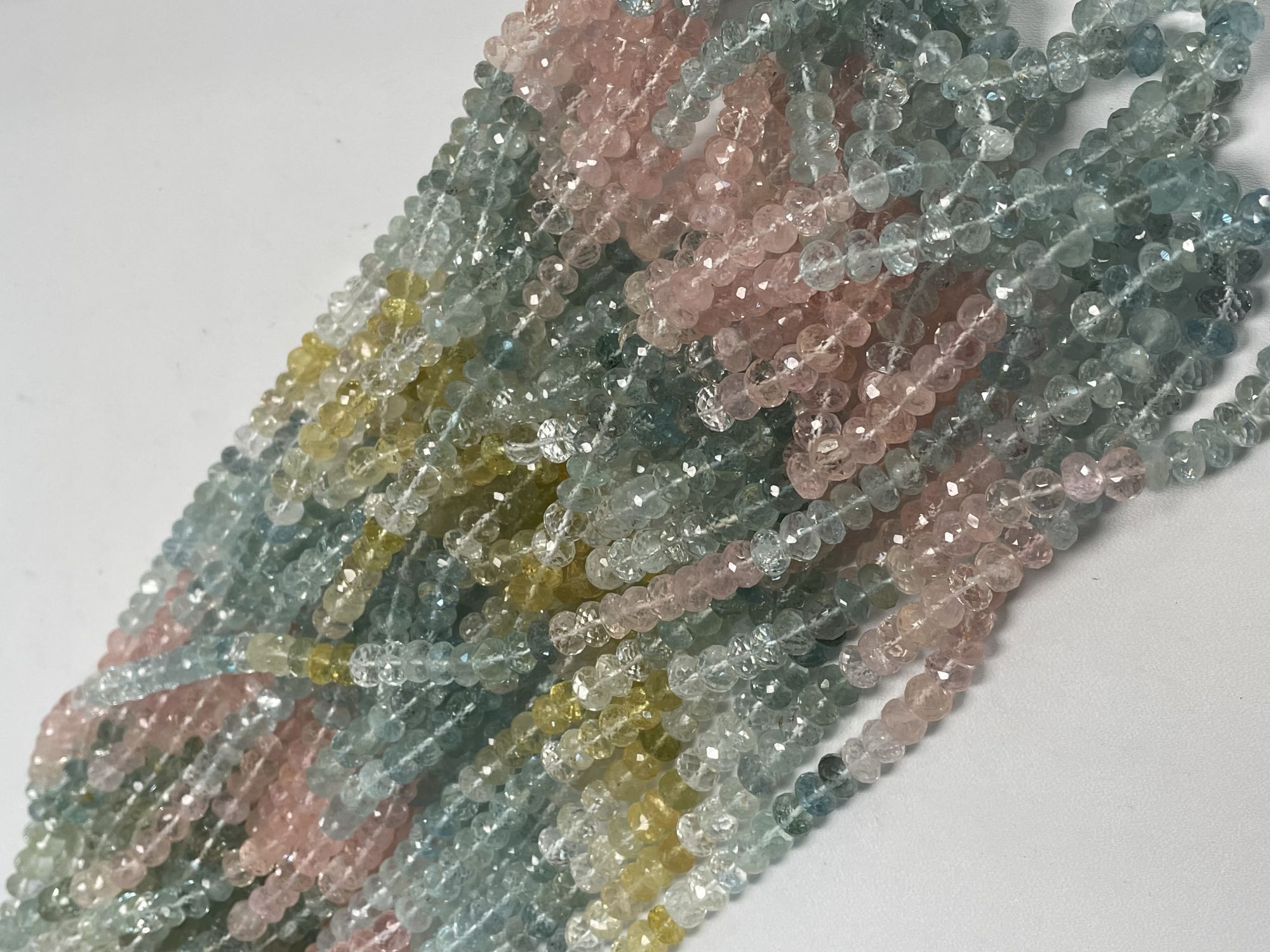 Multi Aquamarine Rondelle Faceted