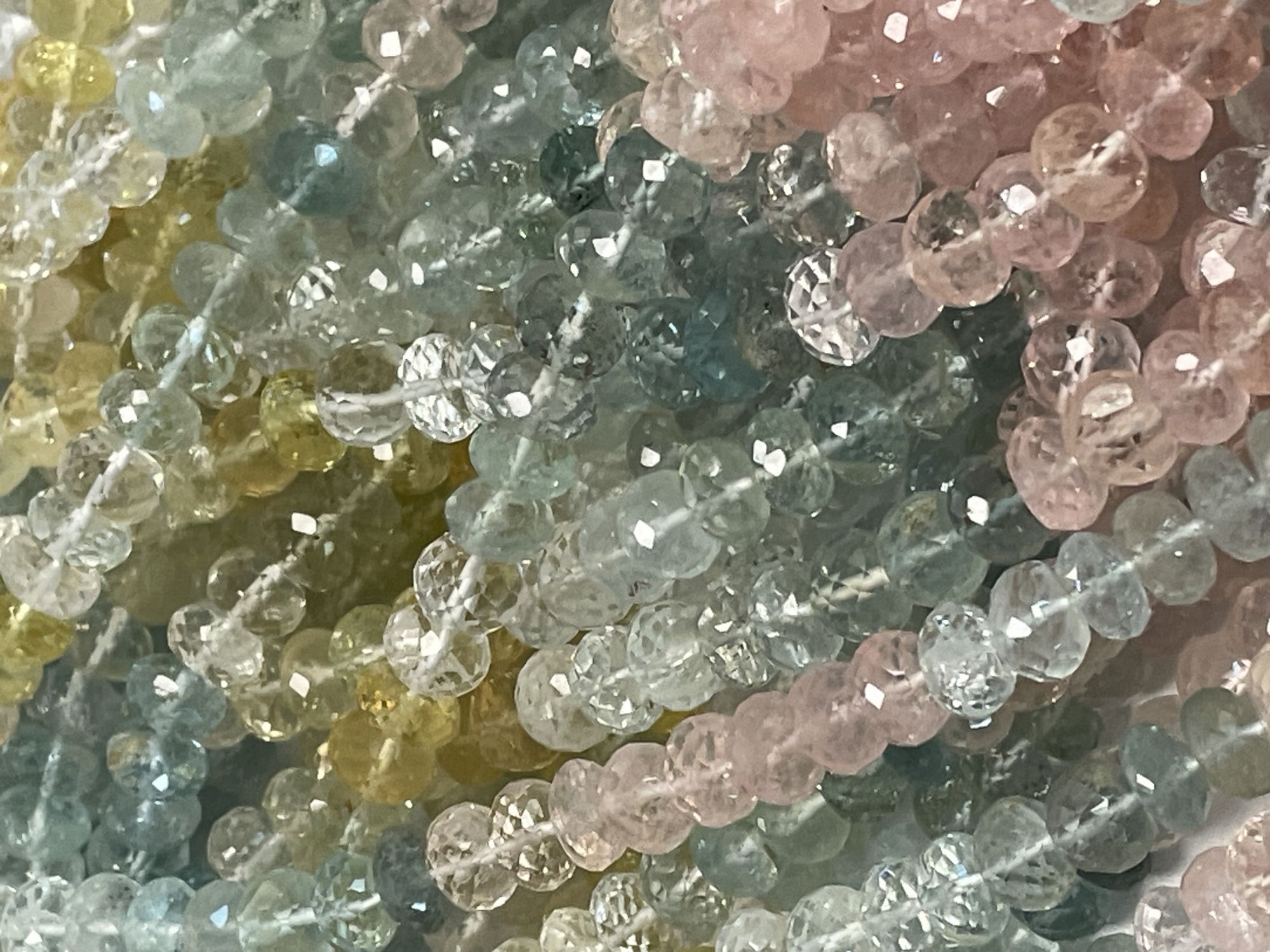 Multi Aquamarine Rondelle Faceted