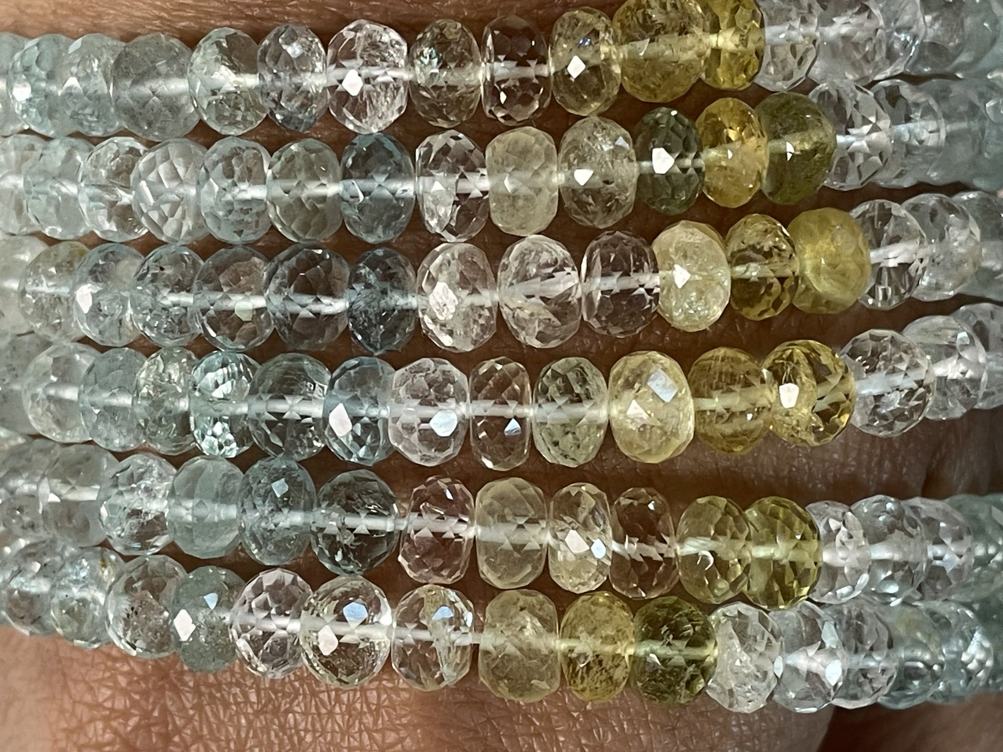 Multi Aquamarine Rondelle Faceted