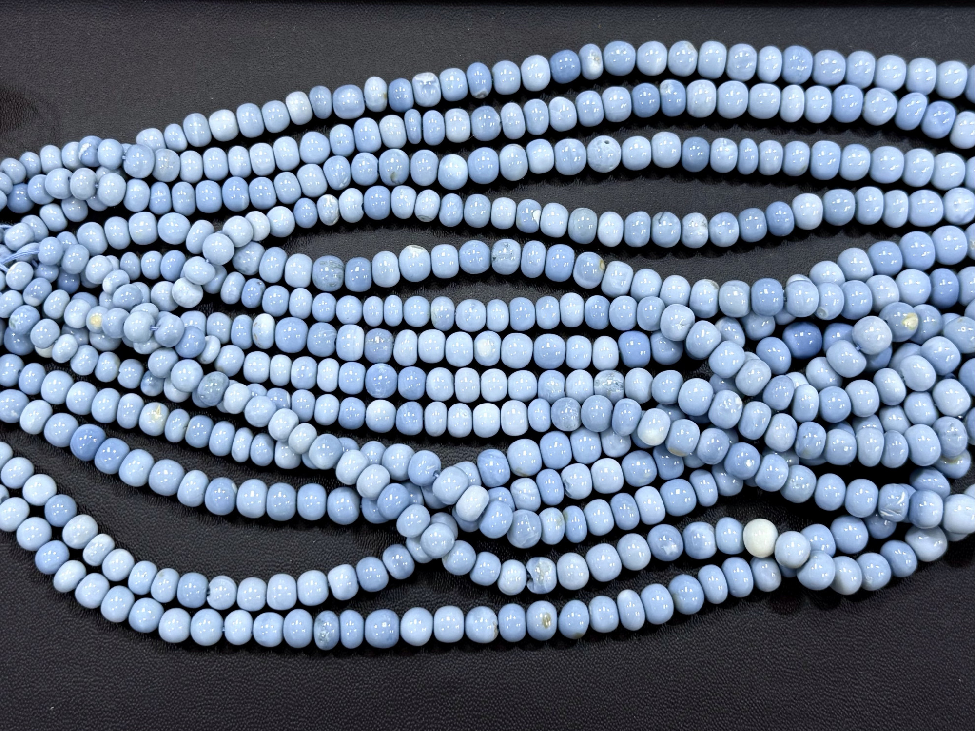 Blue Opal Rondelles Smooth