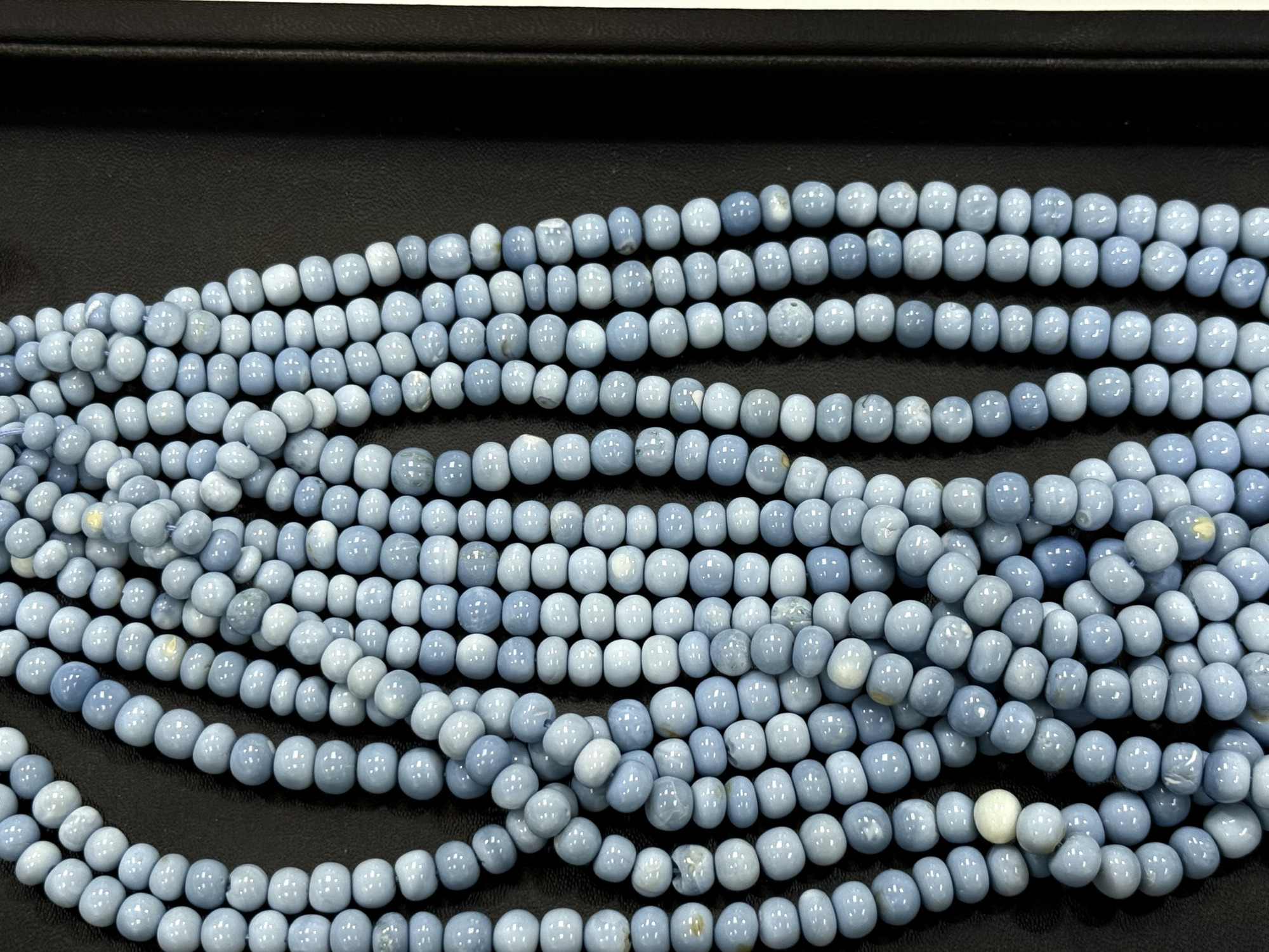 Blue Opal Rondelles Smooth